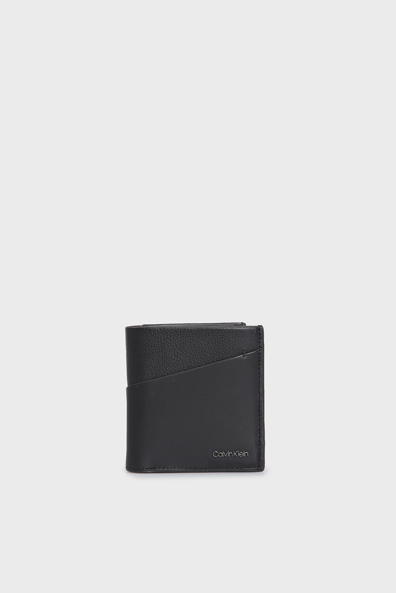 Чоловічий чорний шкіряний гаманець CK DIAGONAL TRIFOLD 6CC W/COIN 1