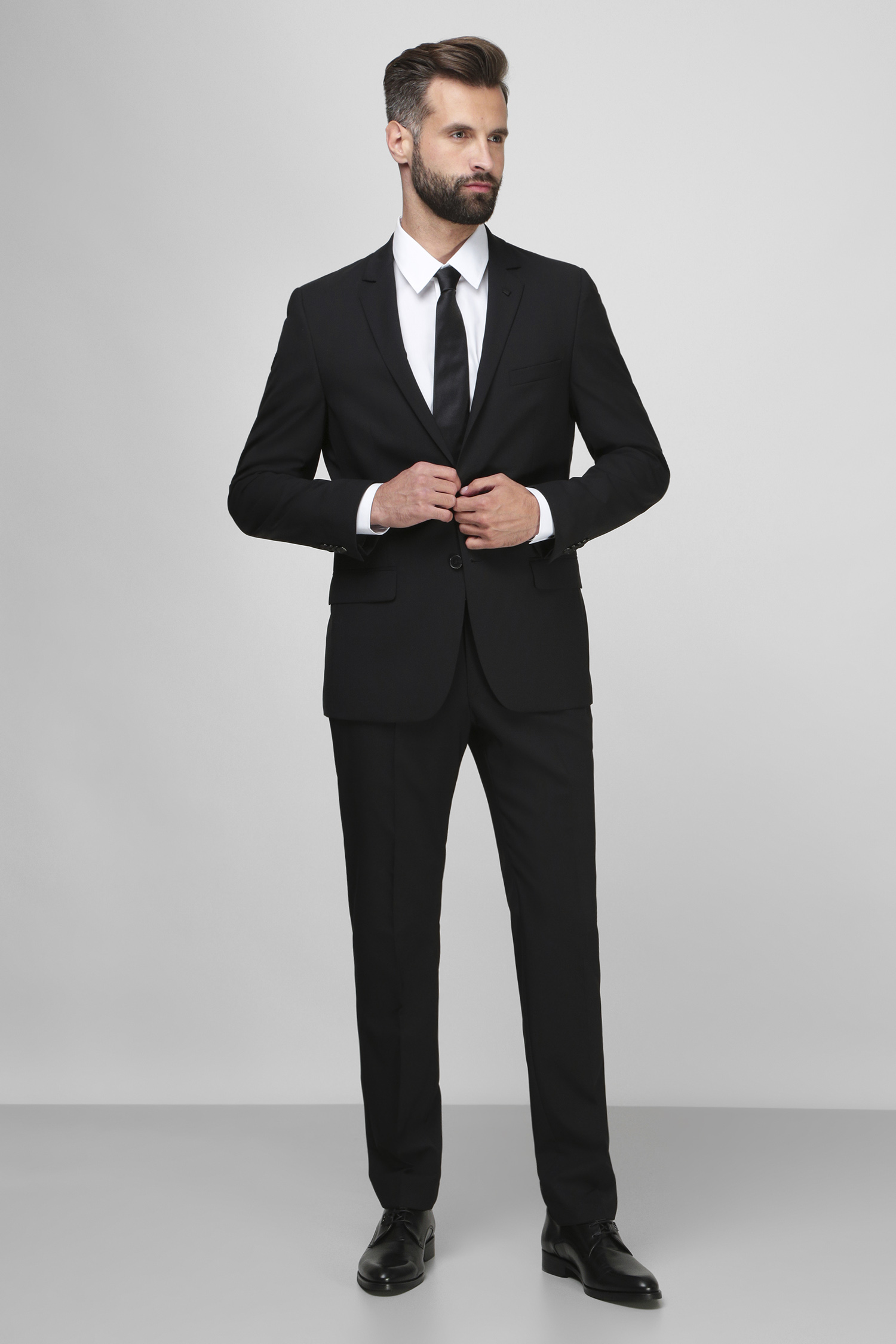Мужской черный шерстяной костюм (пиджак, брюки) 1