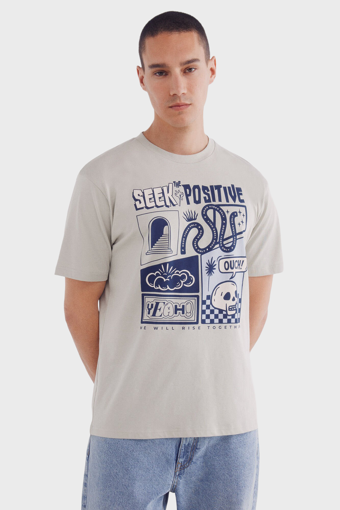 Мужская серая футболка SEEK POSITIVE Серый XXL SPRINGFIELD 269155 Мужская серая футболка SEEK POSITIVE Серый XXL SPRINGFIELD 269155