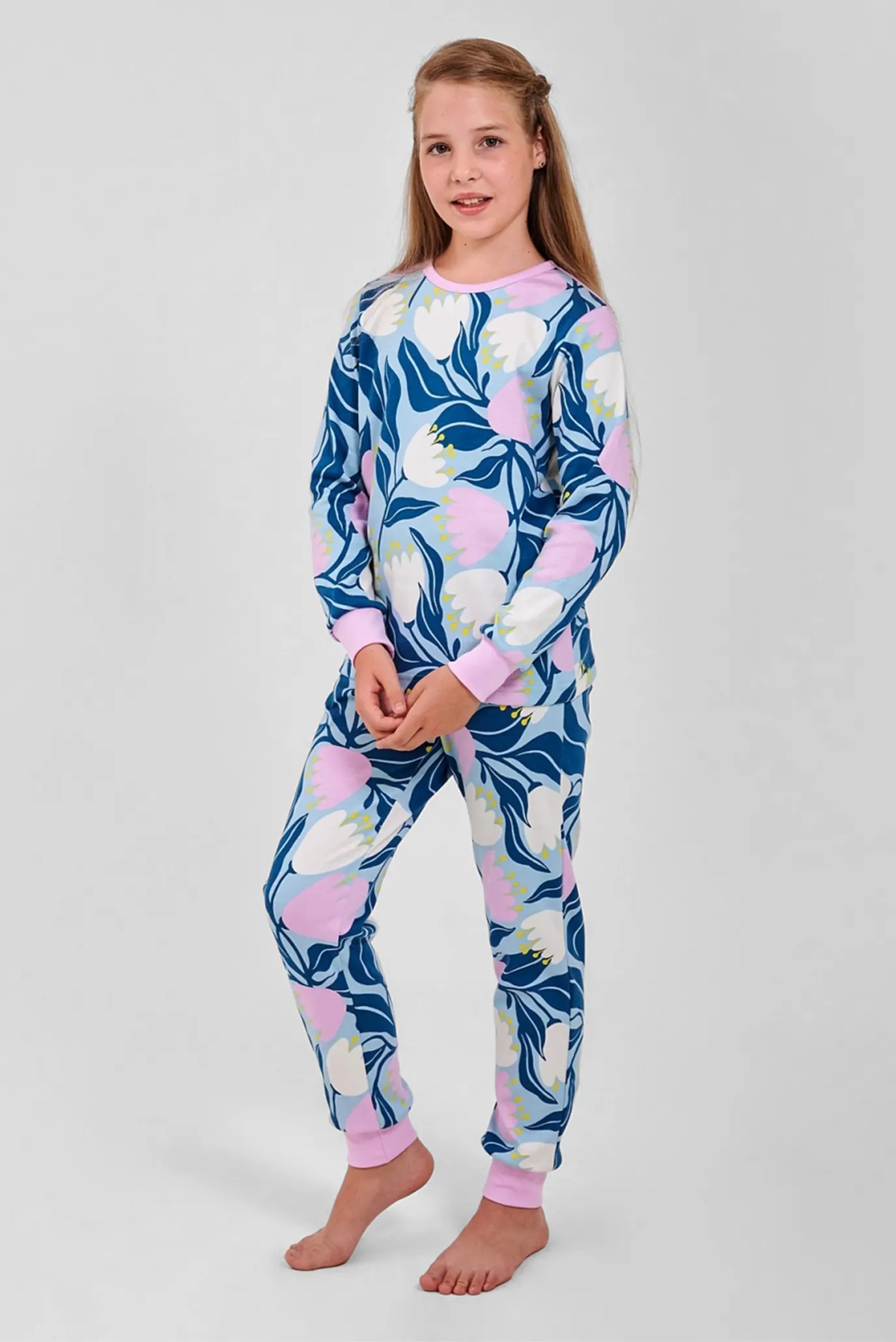 Детская пижама с узором (лонгслив, брюки) 1