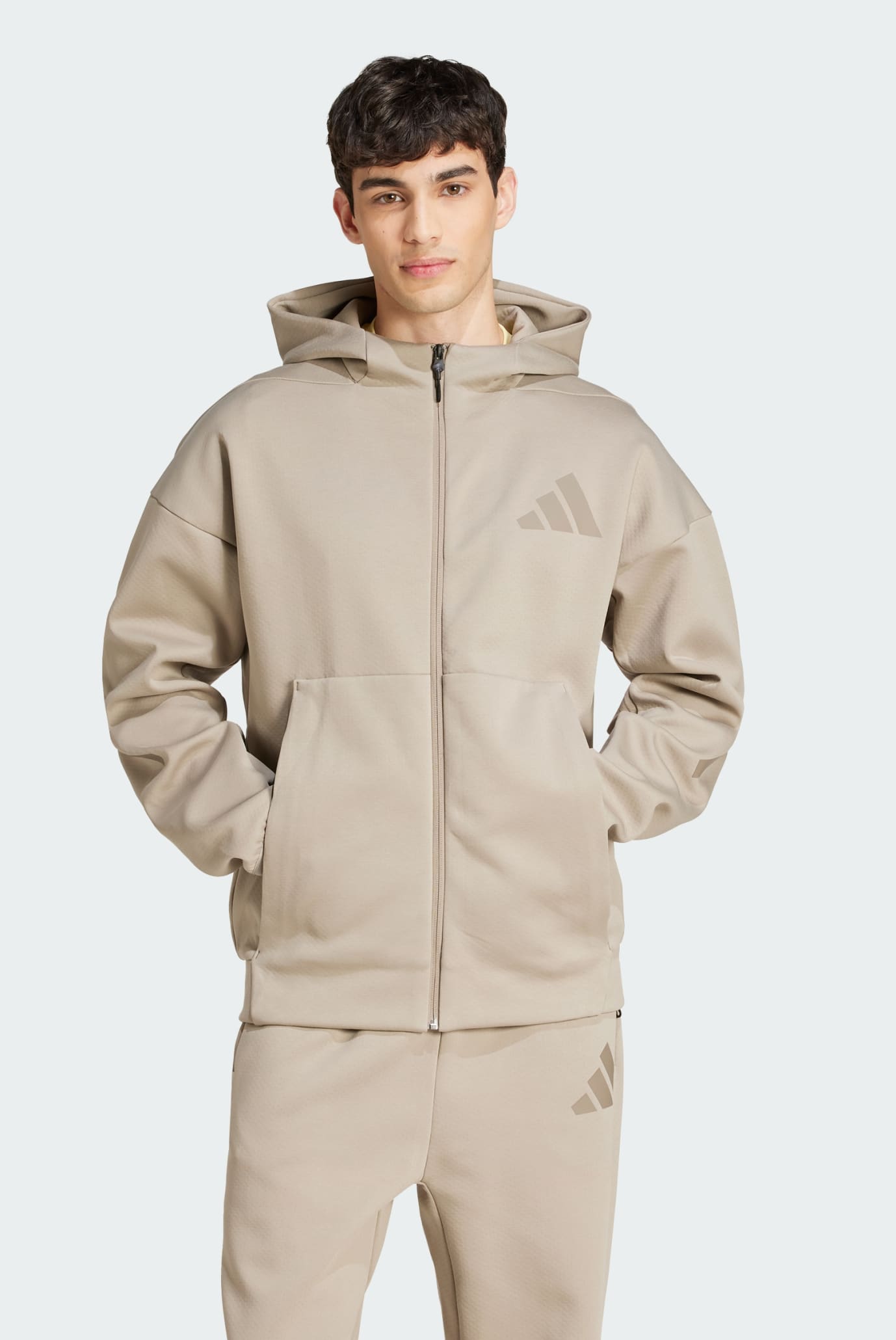 Мужское бежевое худи New adidas Z.N.E. Full-Zip 1