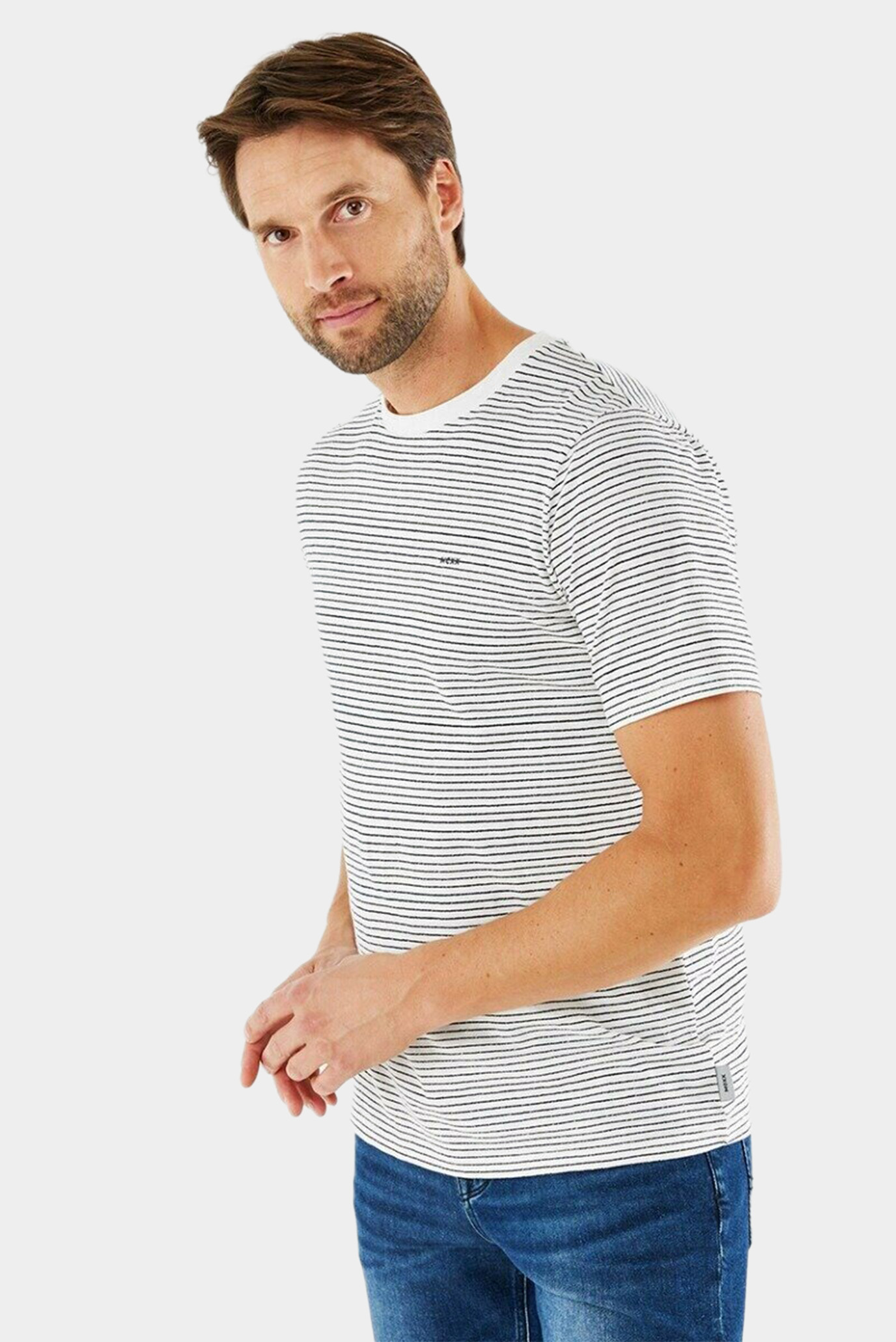 Чоловіча біла футболка у смужку Printed stripe t-shirt 1