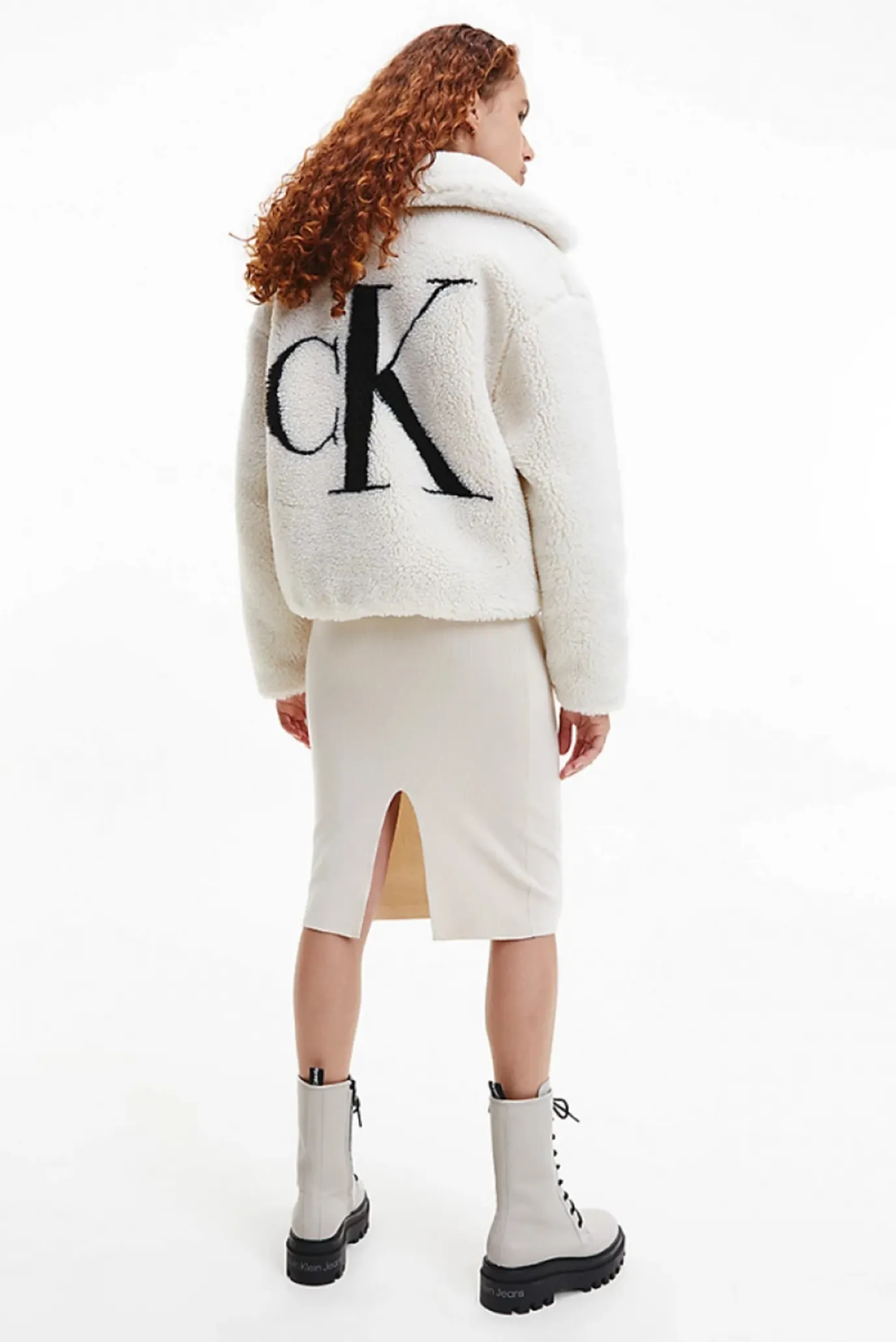 Жіноча біла куртка BACK CK SHERPA SHORT JACKET Calvin Klein Jeans