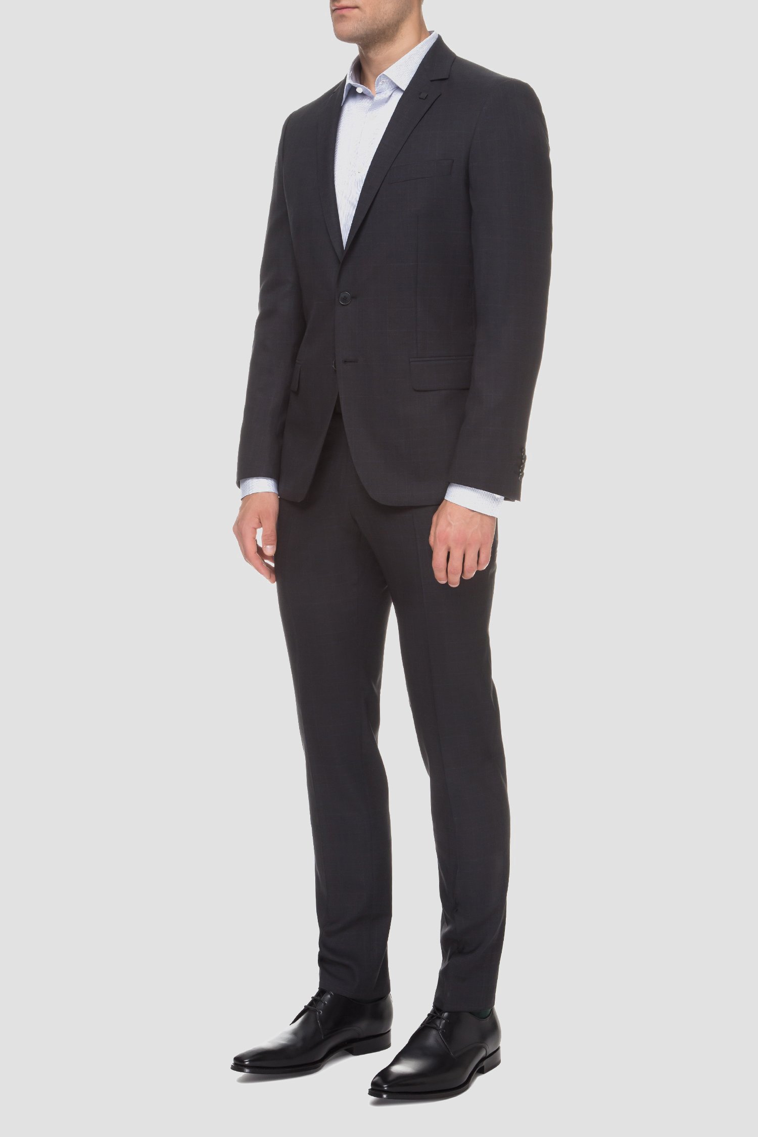 Мужской серый шерстяной костюм (пиджак, брюки) 1