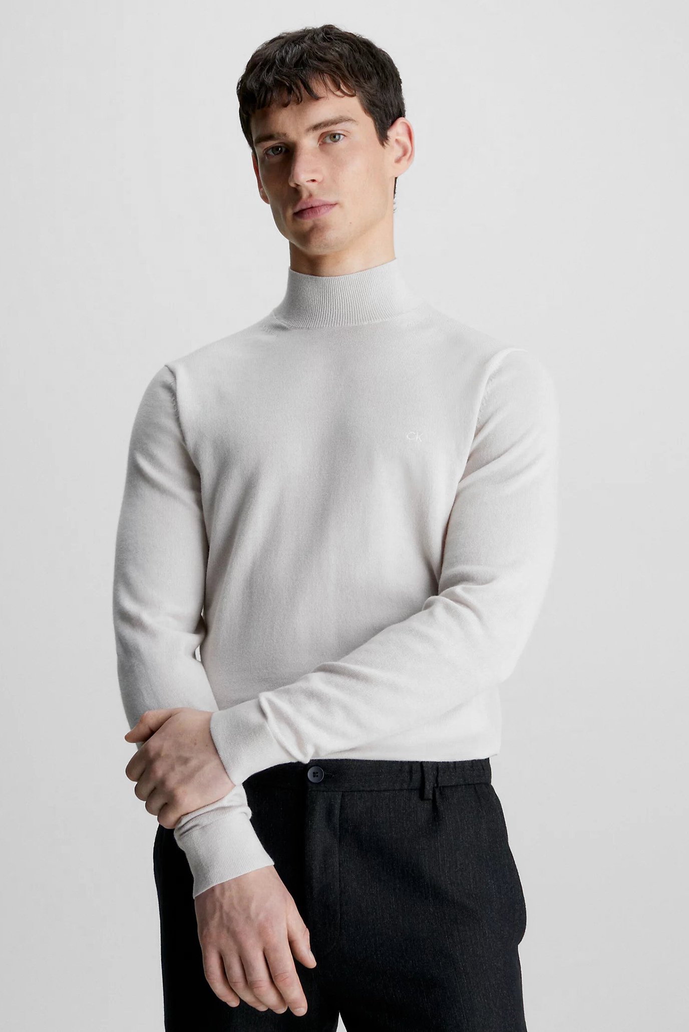 Чоловічий білий вовняний гольф MERINO MOCK NECK 1