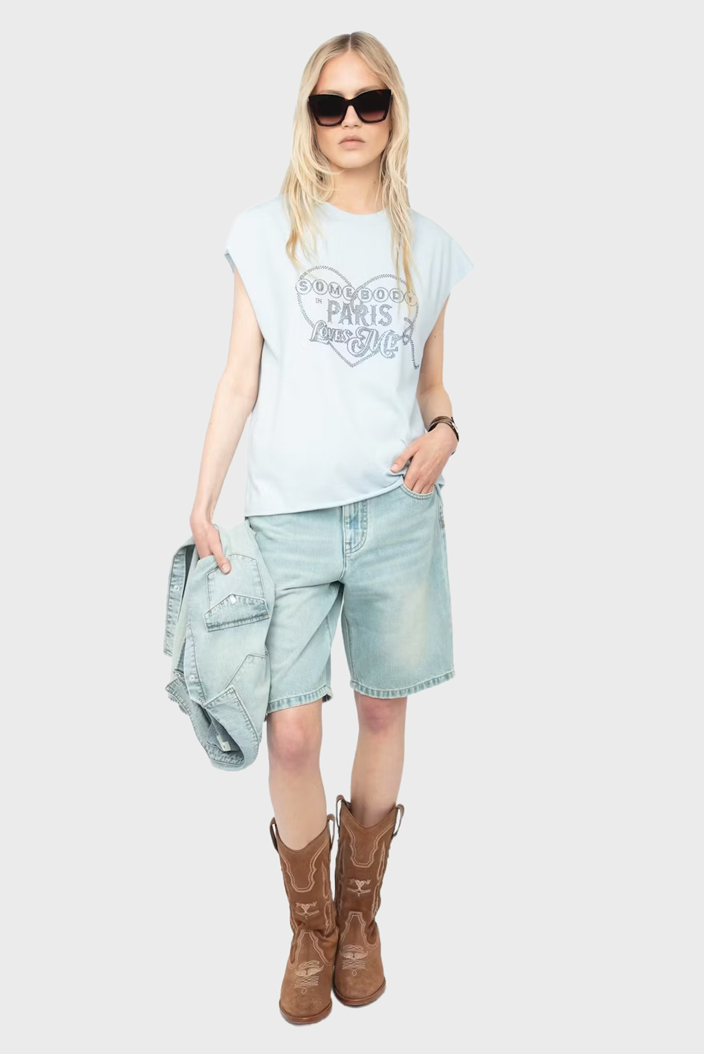 Женская голубая футболка Cloe Голубой S ZADIG&VOLTAIRE JWTT01270_CLOUD Женская голубая футболка Cloe Голубой S ZADIG&VOLTAIRE JWTT01270_CLOUD