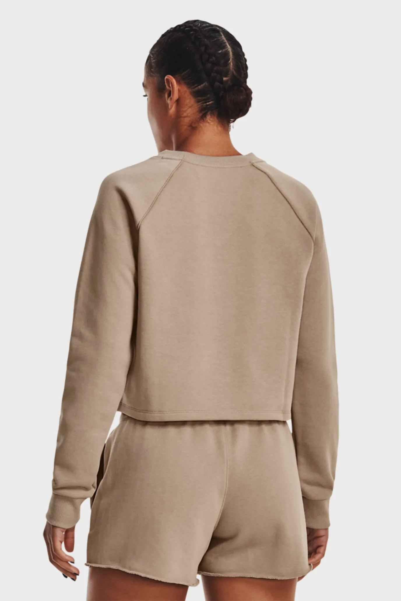 Женский бежевый свитшот UA Crop Terry LS BTG 3