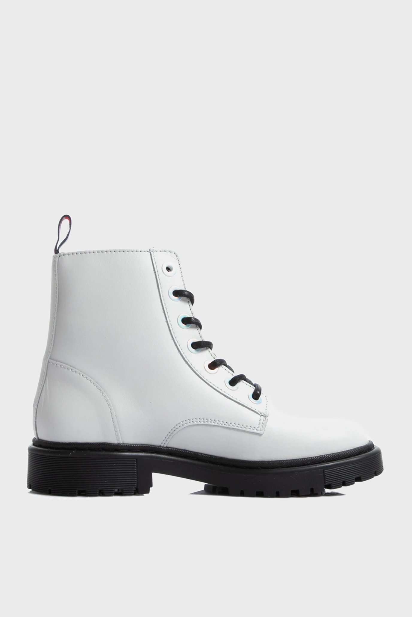 Женские белые кожаные ботинки IRIDESCENT EYELETS  FLAT 1