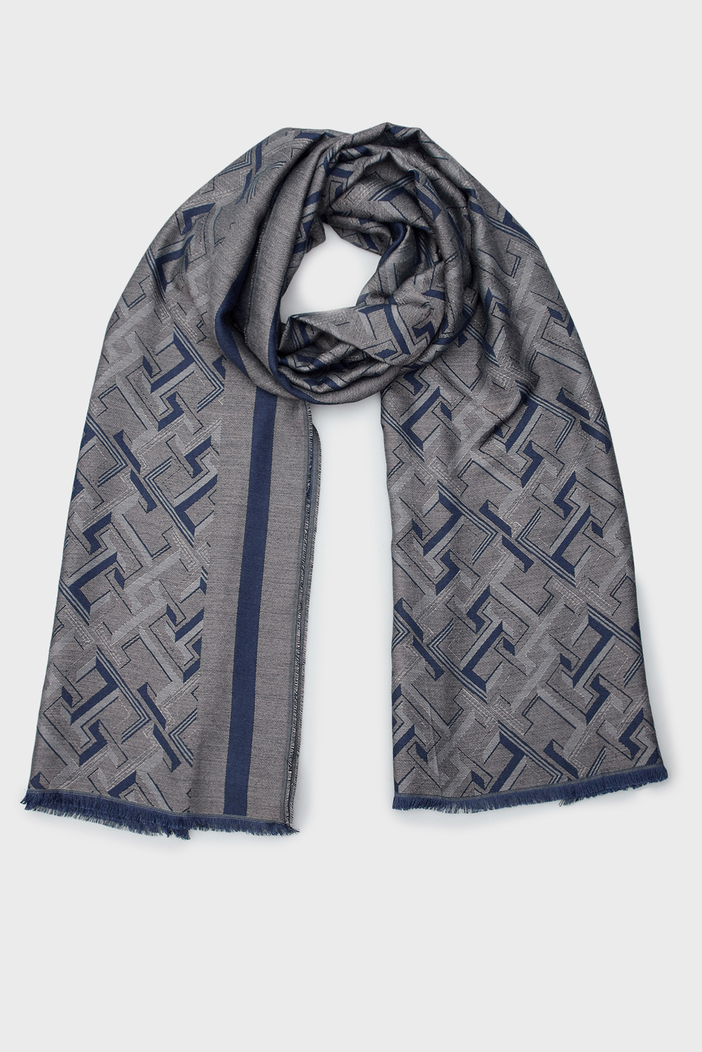 Женский синий шарф с узором TH DISTINCT JACQUARD SCARF 1