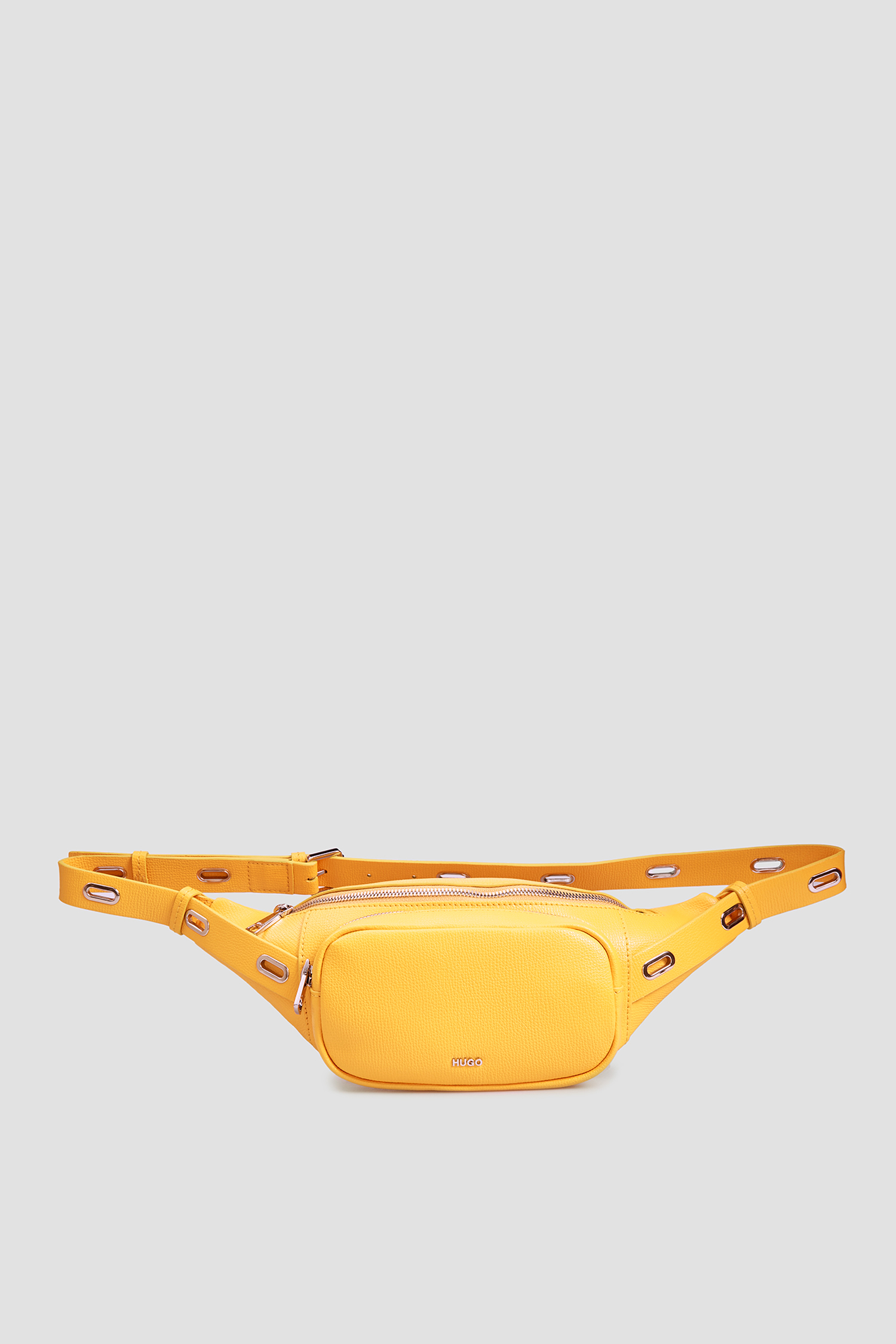 Женская желтая кожаная поясная сумка 1