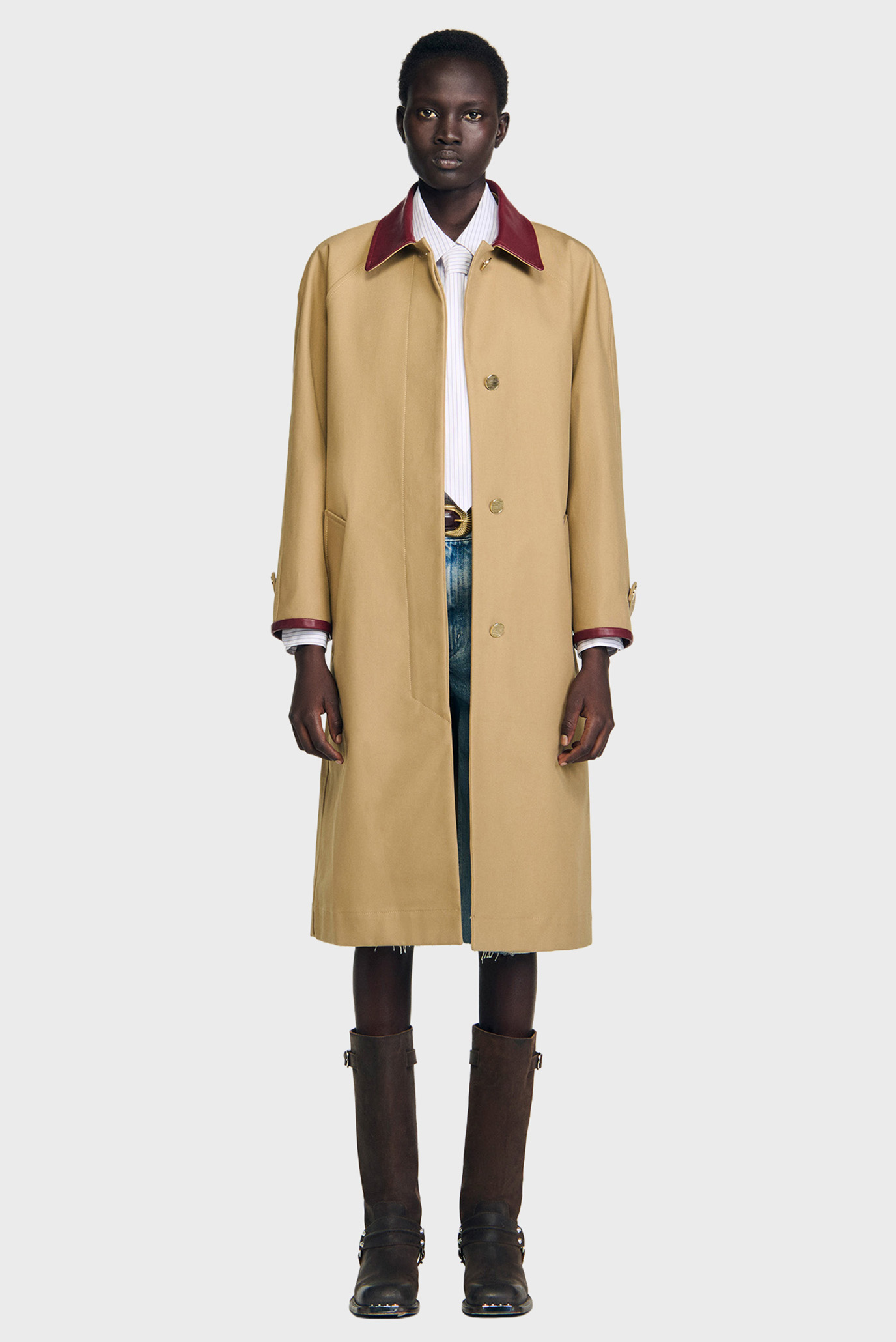 Женский бежевый плащ Бежевый 34 Sandro SFPOU00784_Beige Женский бежевый плащ Бежевый 34 Sandro SFPOU00784_Beige