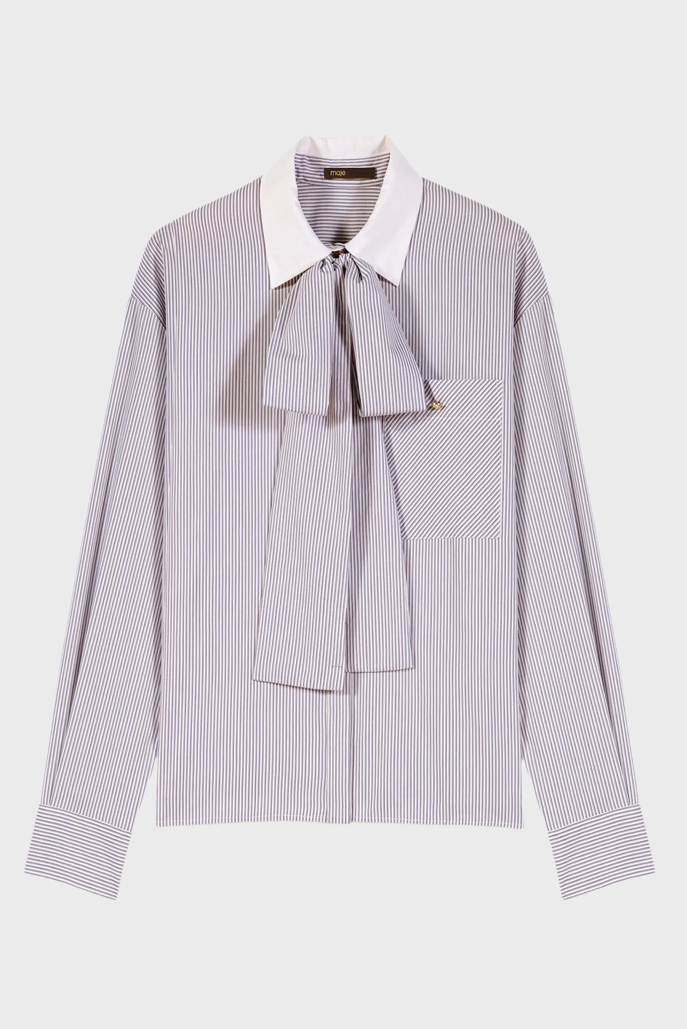 Жіноча блакитна сорочка у смужку 8