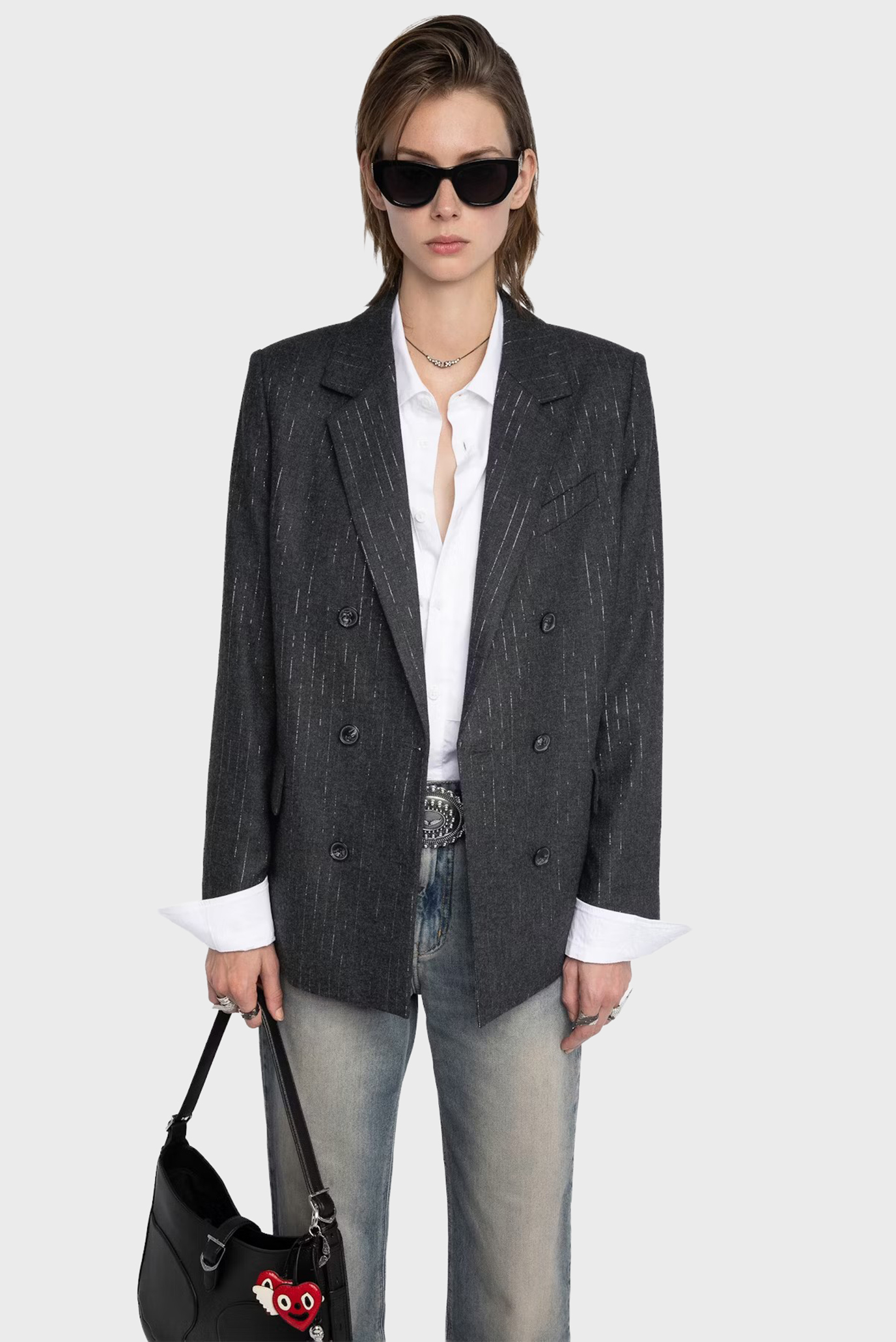 Женский темно-серый жакет в полоску Vaska Серый 38 ZADIG&VOLTAIRE WWBL01942_ANTHRACITE Женский темно-серый жакет в полоску Vaska Серый 38 ZADIG&VOLTAIRE WWBL01942_ANTHRACITE
