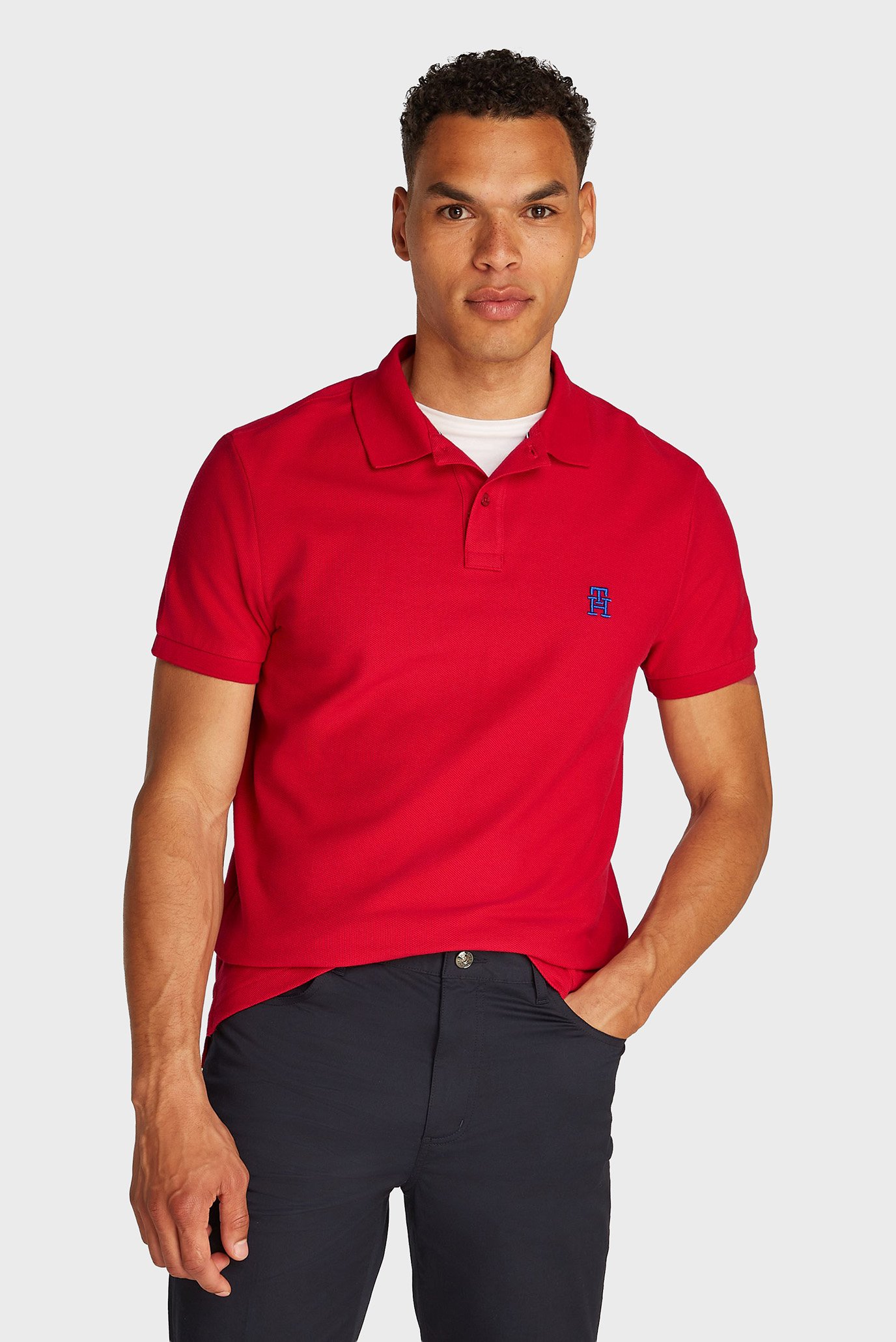 Мужское красное поло IMD REG Красный L Tommy Hilfiger MW0MW33167