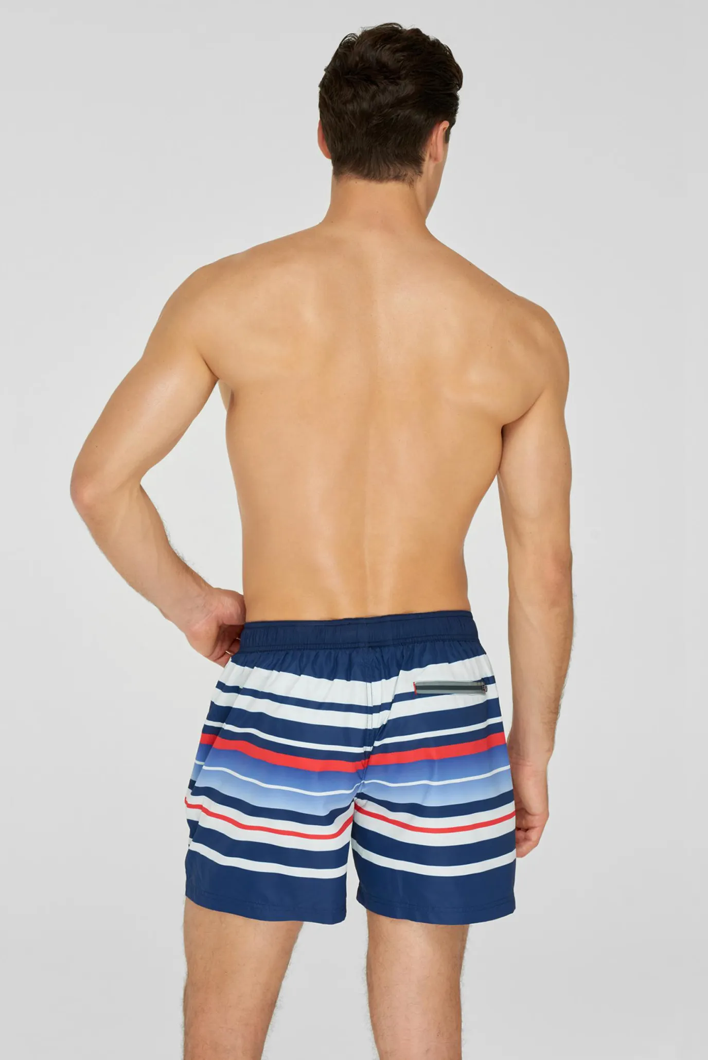 Мужские темно-синие плавательные шорты в полоску 3