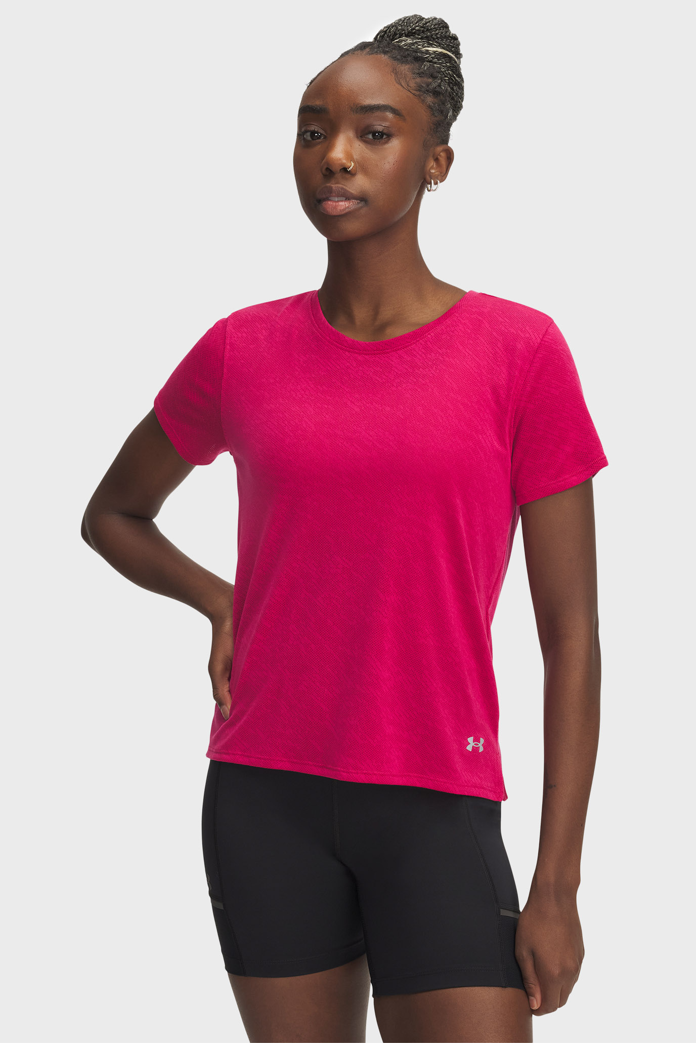 Женская малиновая футболка UA Launch Camo Shortsleeve Малиновый XS Under Armour 1386337-681 Женская малиновая футболка UA Launch Camo Shortsleeve Малиновый XS Under Armour 1386337-681