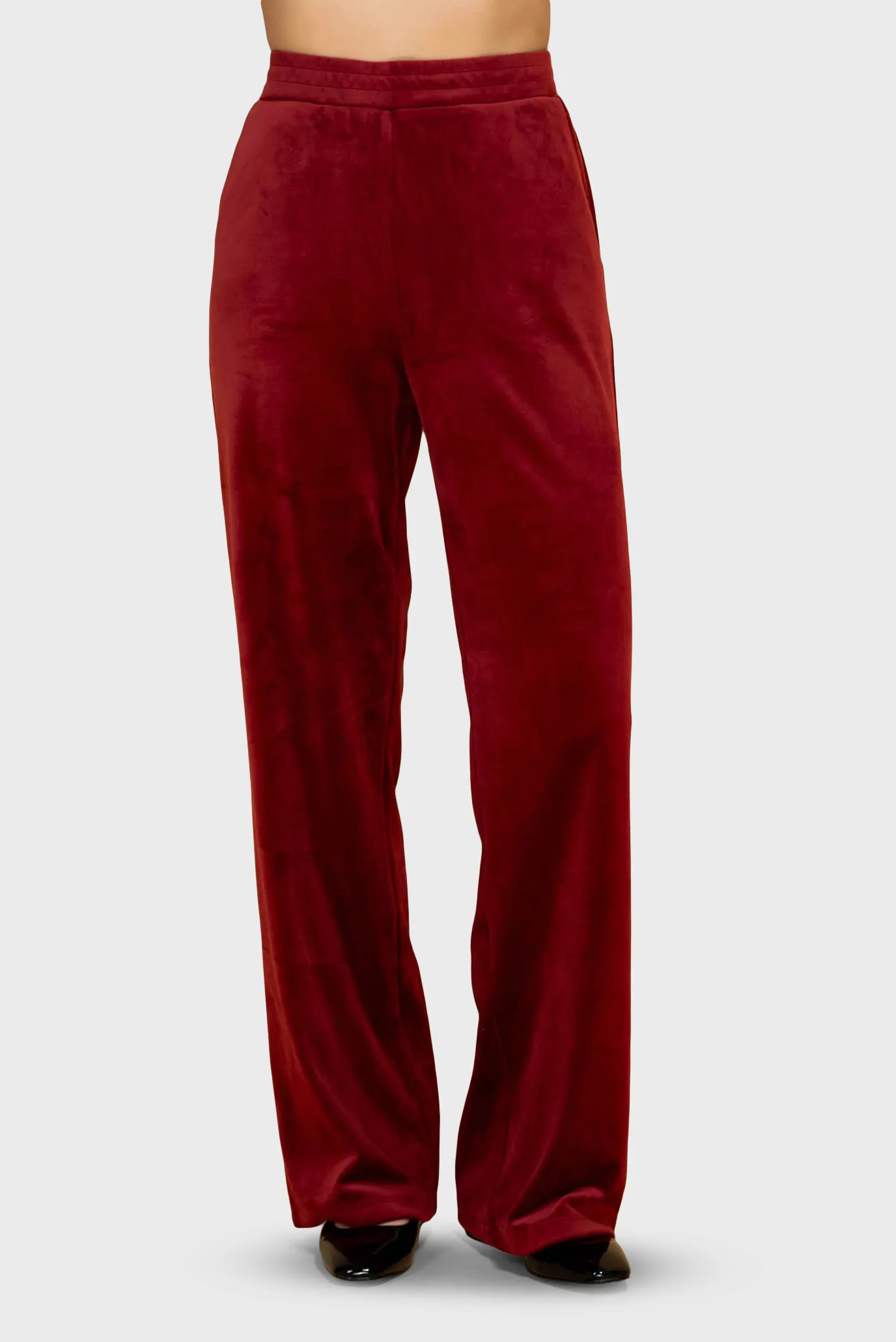 Жіночий бордовий велюровий костюм (сорочка, брюки) 4