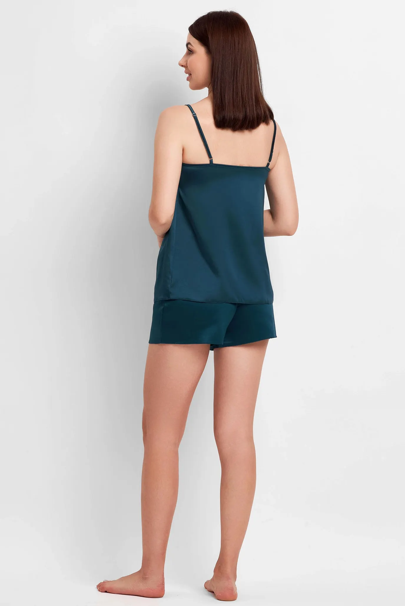 Жіноча бірюзова піжама (топ, шорти) 2