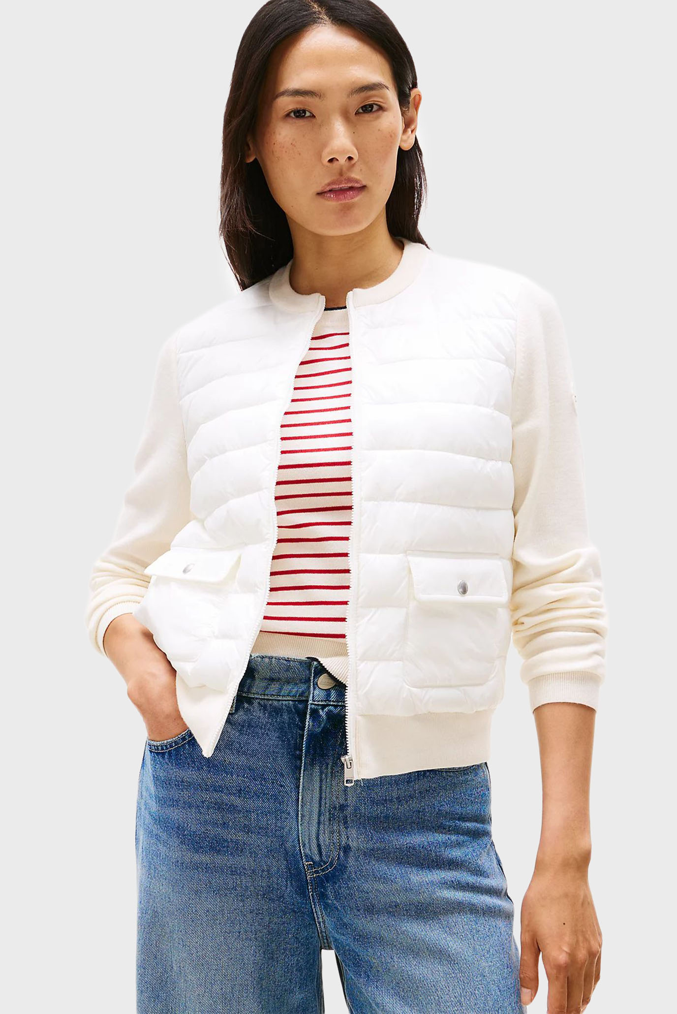 Женский белый бомбер UL PADDED Белый L Tommy Hilfiger WW0WW46741 Женский белый бомбер UL PADDED Белый L Tommy Hilfiger WW0WW46741