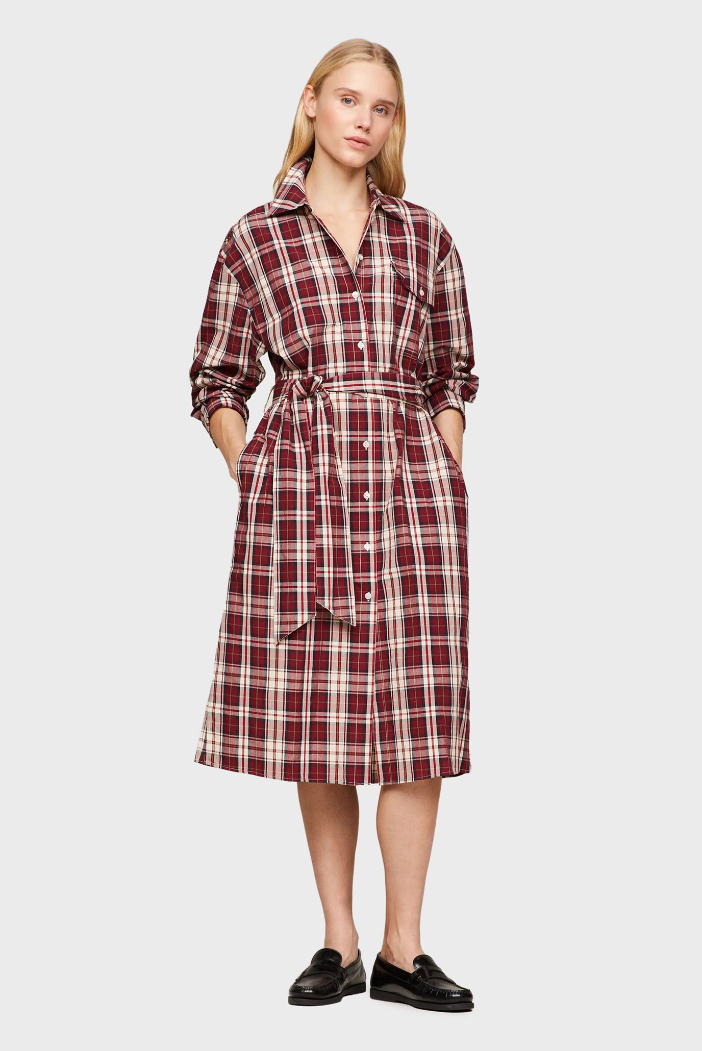 Женское платье в клетку TARTAN CO MIDI SHIRT DRESS 1