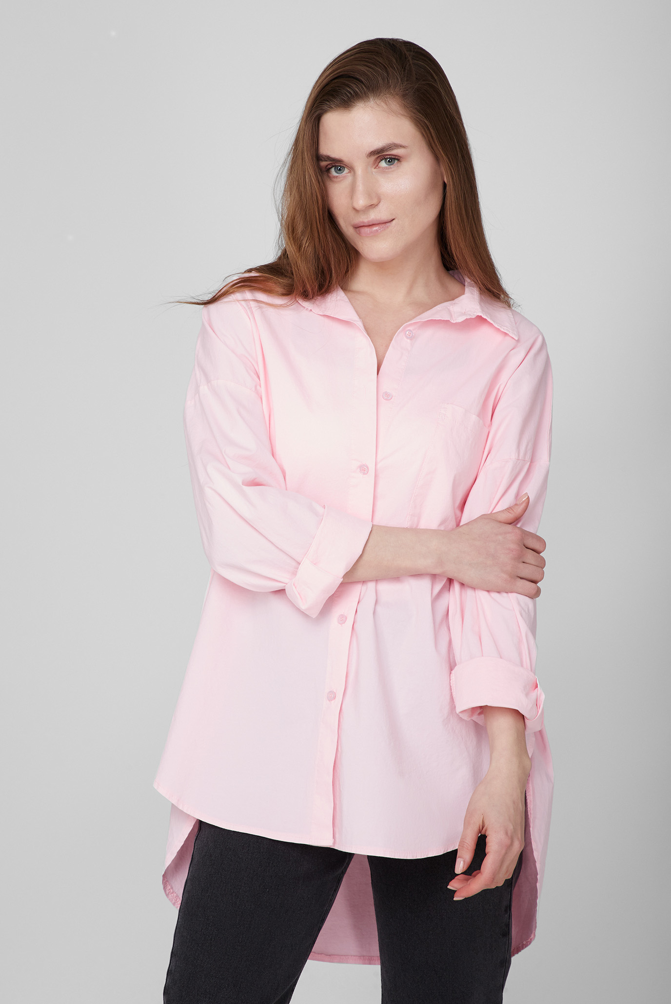 Женская розовая рубашка 1