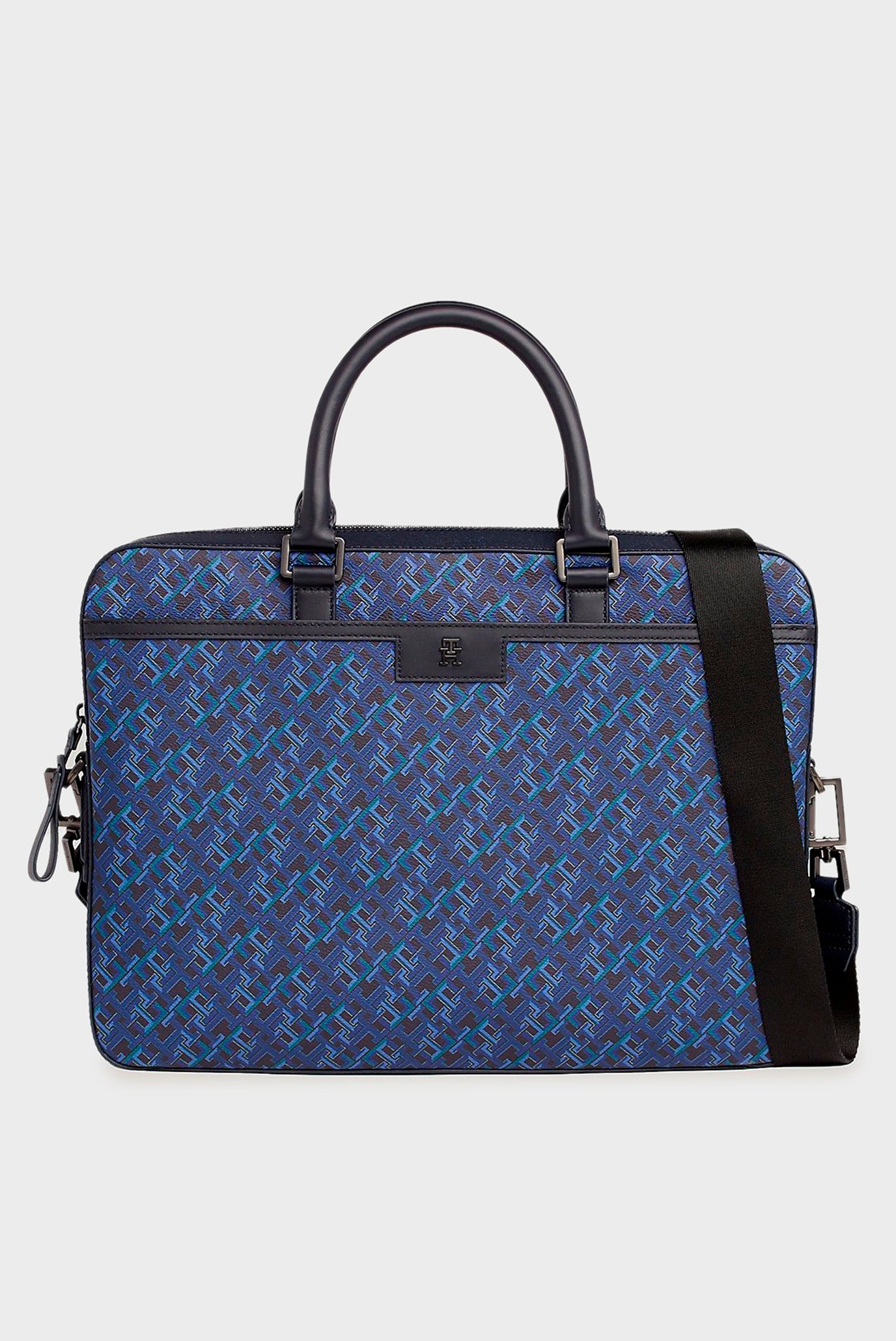 Чоловіча синя сумка для ноутбука з візерунком TH MONOGRAM 1