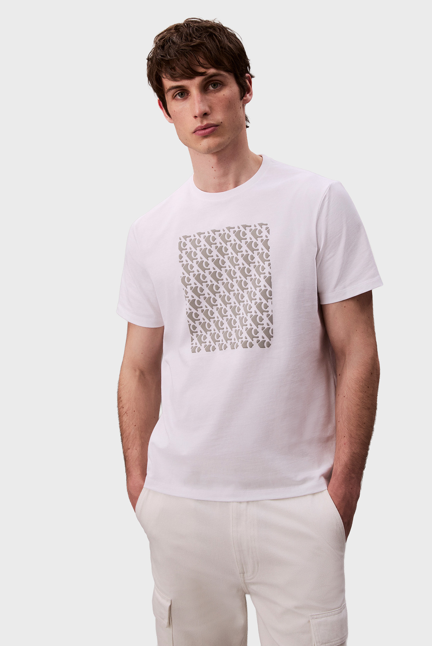 Мужская белая футболка MACRO AOP PUFF GRAPHIC Белый XXL Calvin Klein Jeans LV04RC841G Мужская белая футболка MACRO AOP PUFF GRAPHIC Белый XXL Calvin Klein Jeans LV04RC841G