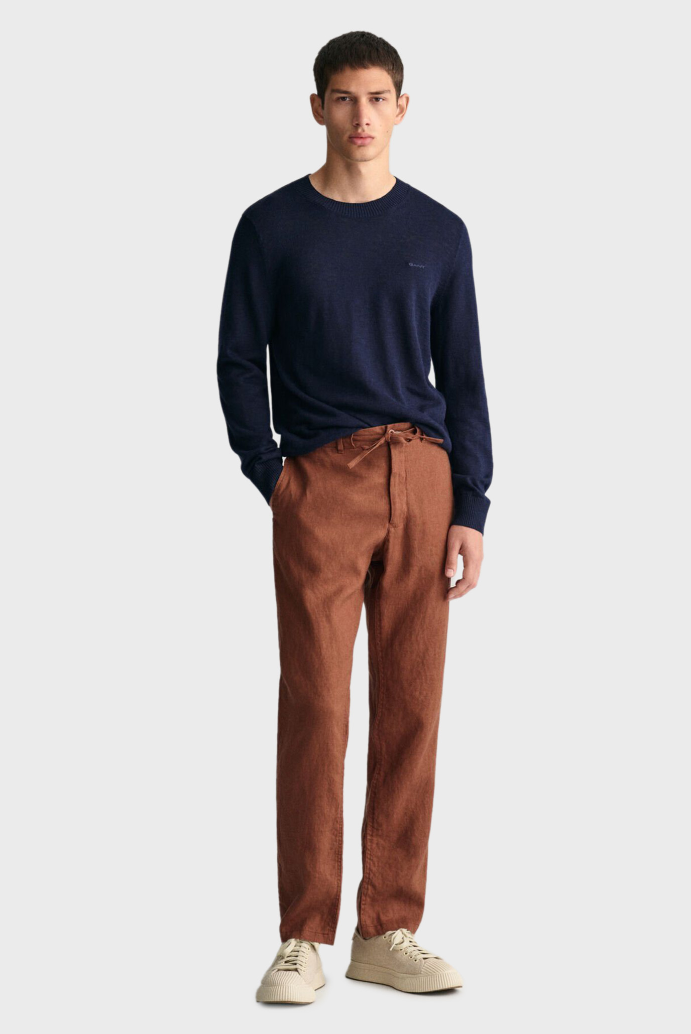 Мужские коричневые льняные брюки RELAXED LINEN DS 1