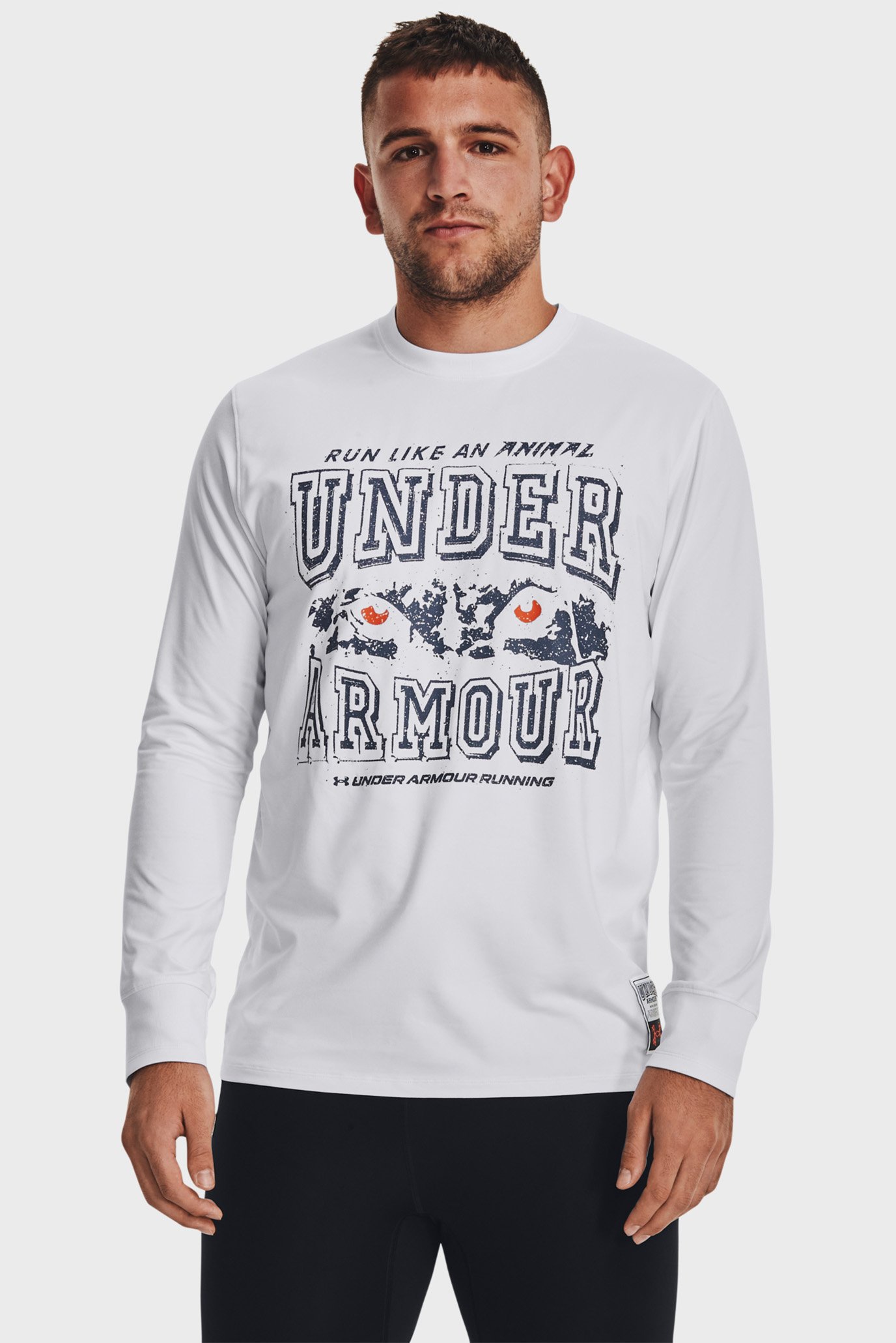 Мужской белый лонгслив UA RUN LIKE A LONG SLEEVE 1