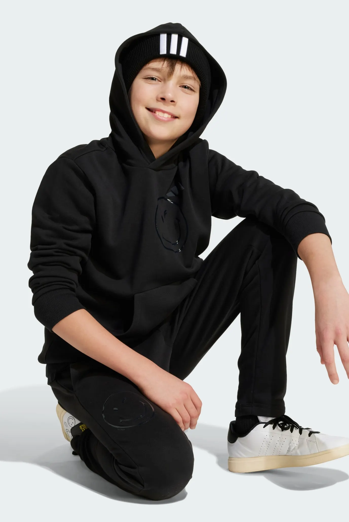 Детское черное худи adidas X Smileyworld Kids 2