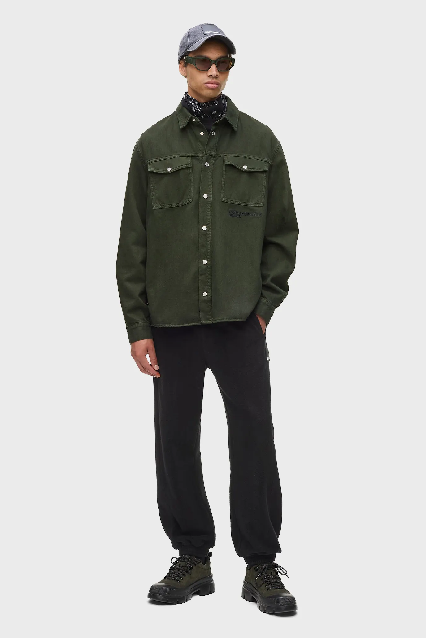 Мужская темно-зеленая рубашка overshirt 2