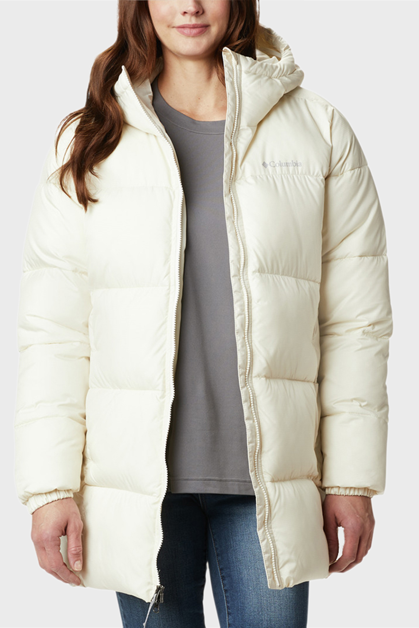 Жіноча біла куртка Puffect™ Mid Hooded Jacket 1