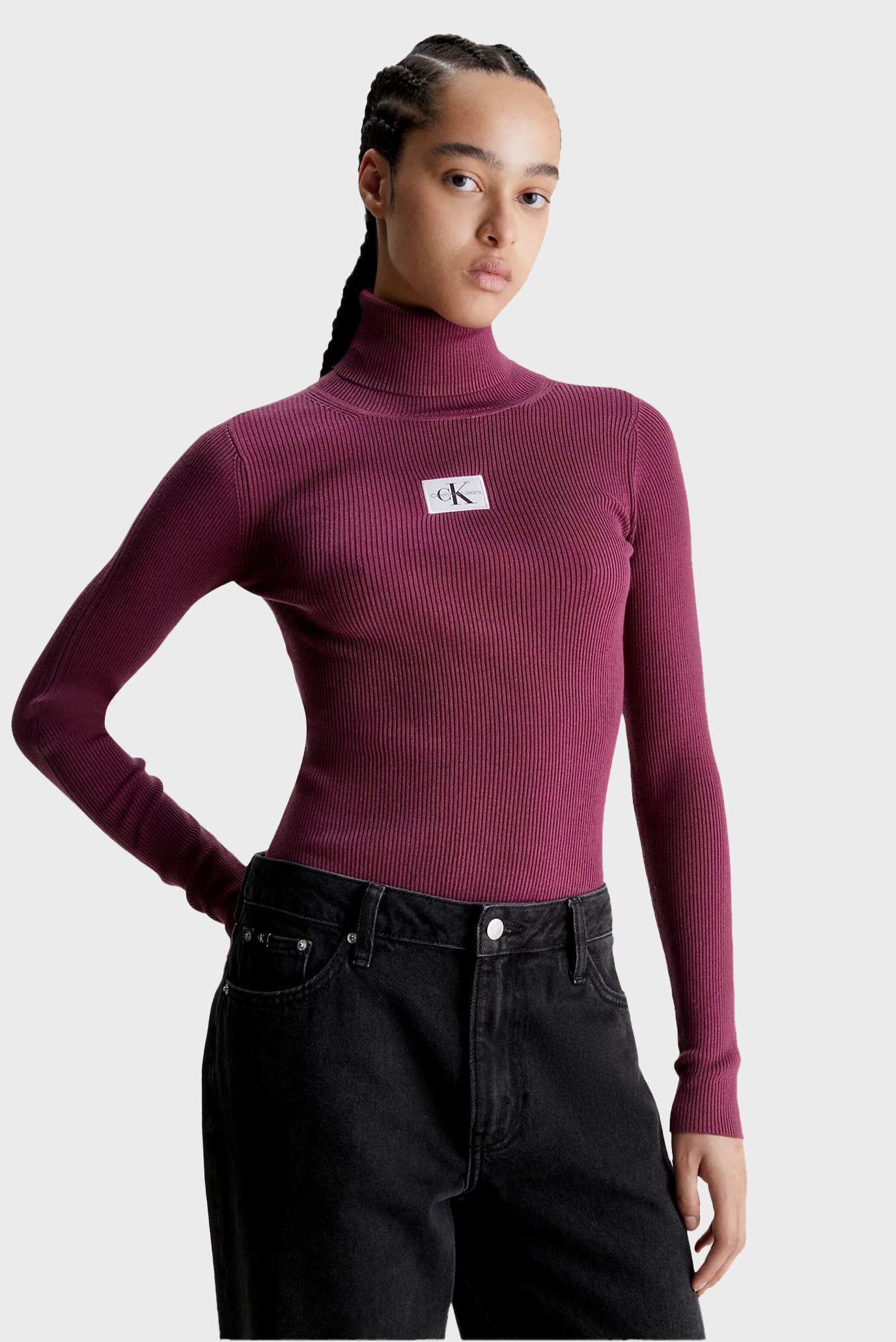 Женский бордовый гольф BADGE ROLL NECK SWEATER 1