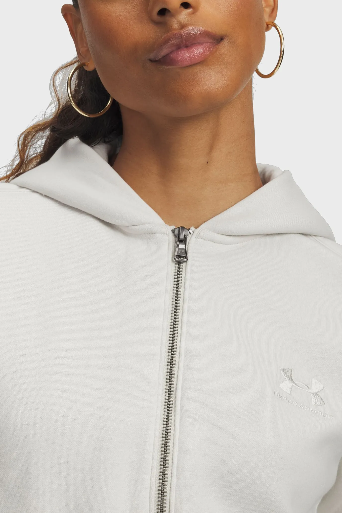 Женское белое худи UA Icon Vida Flc Hoodie 3