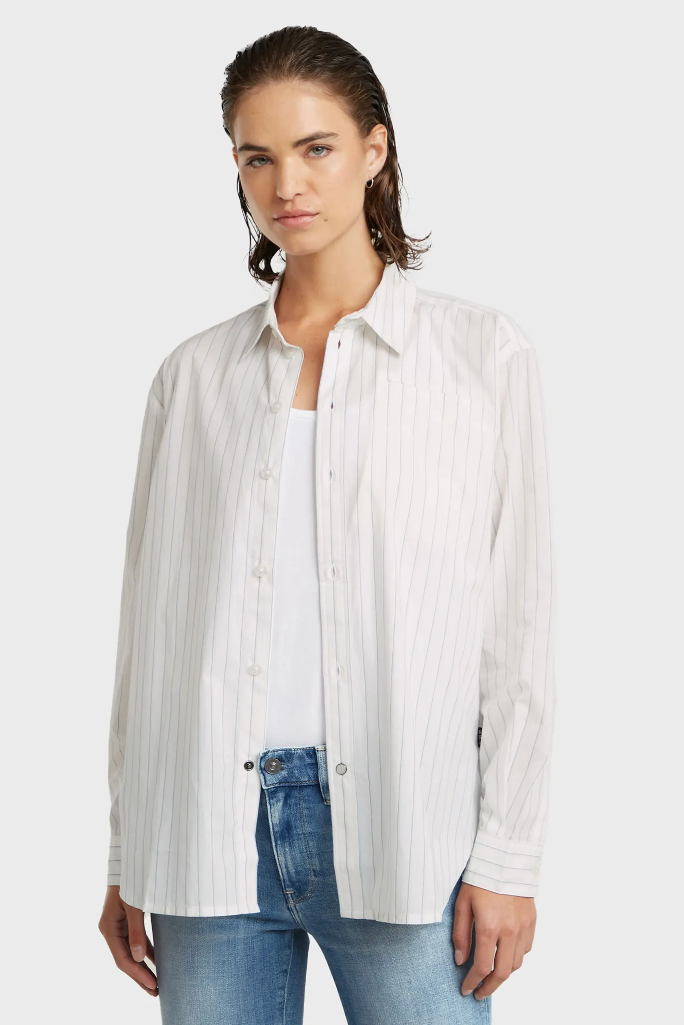 Жіноча біла сорочка у смужку Summer BF 4