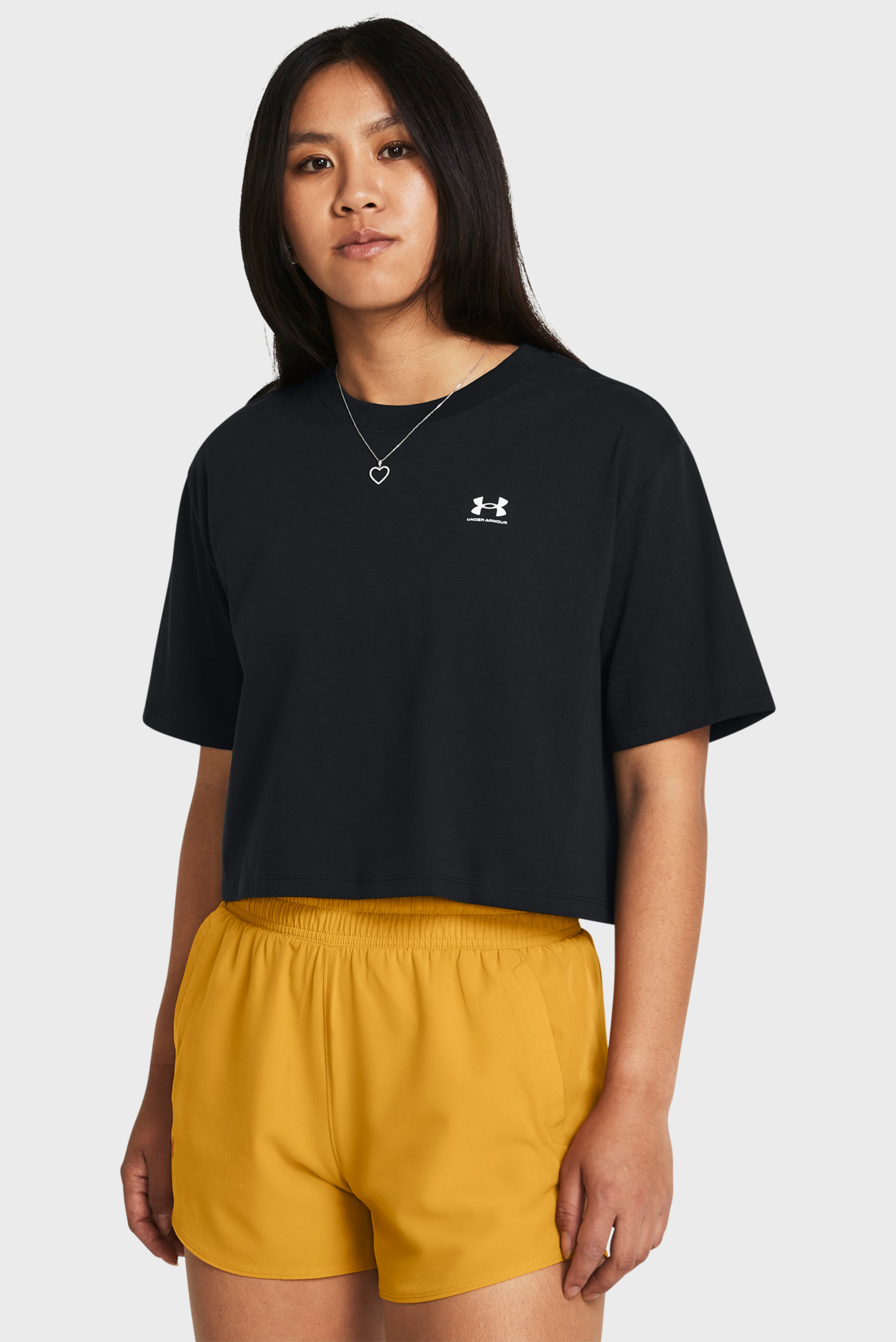 Женская черная футболка UA W BOXY CROP LOGO 1