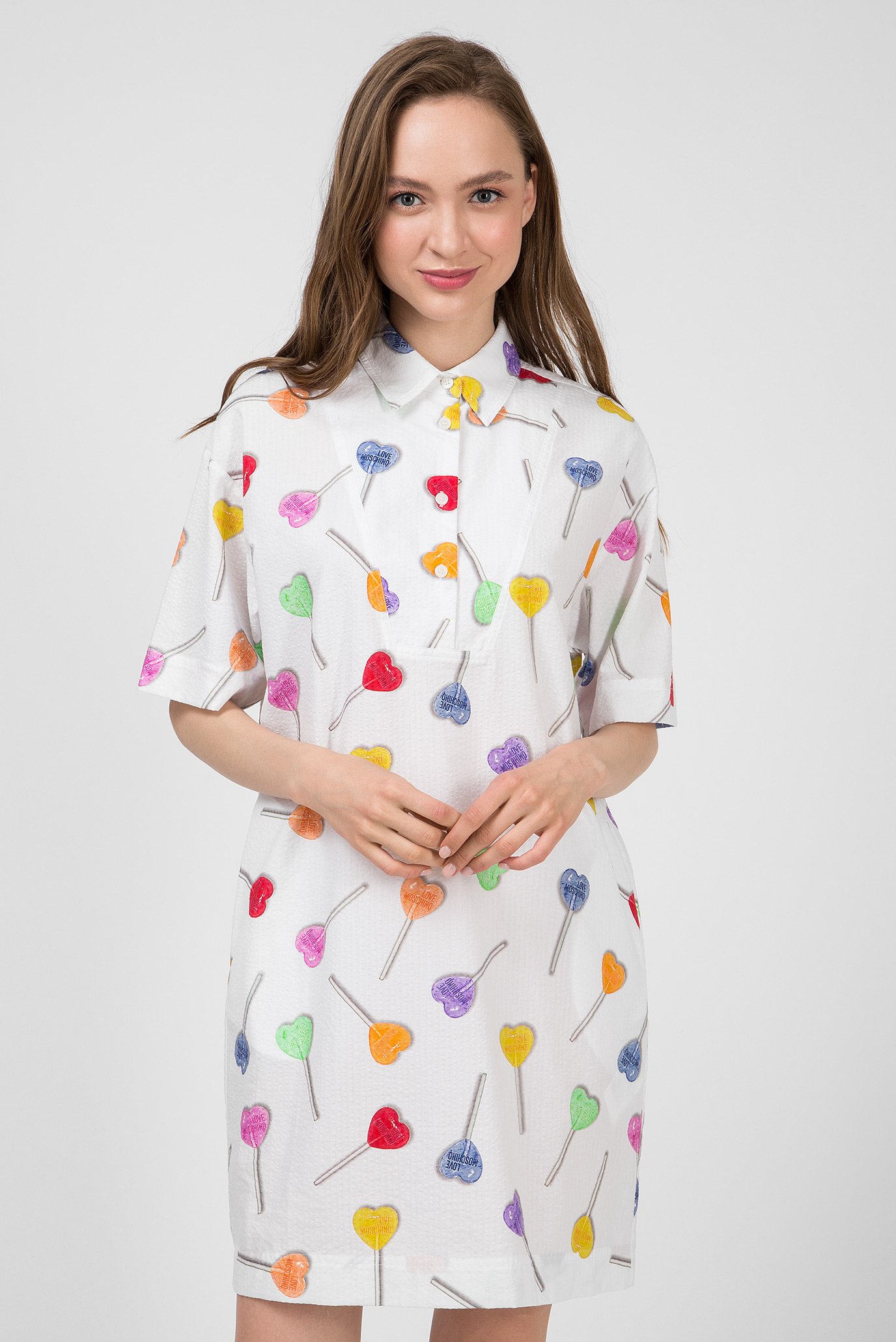 Женское белое платье с узором Белый 40 Love Moschino WVI0100T9983 Женское белое платье с узором Белый 40 Love Moschino WVI0100T9983