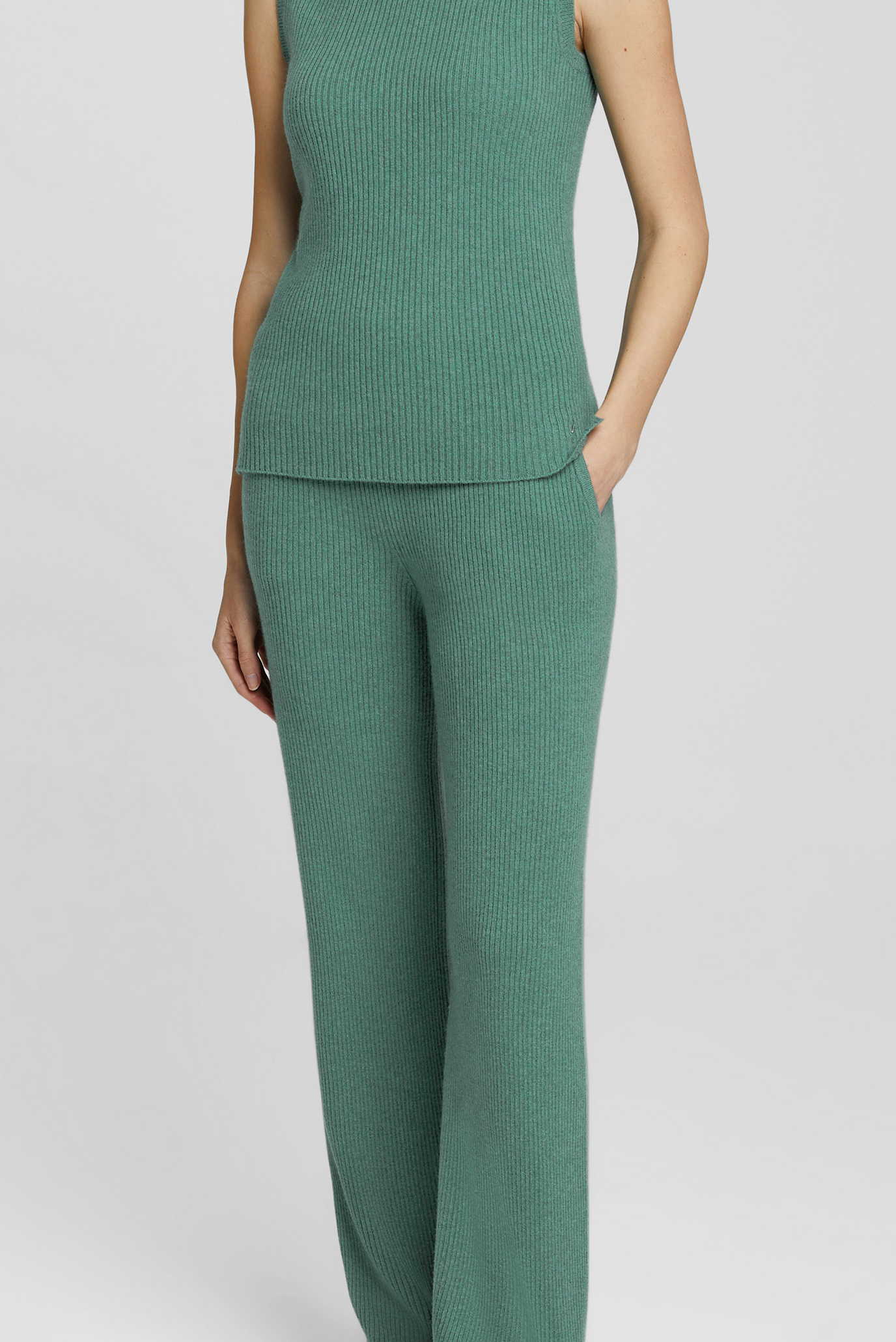 Жіночі зелені кашемірові брюки 1