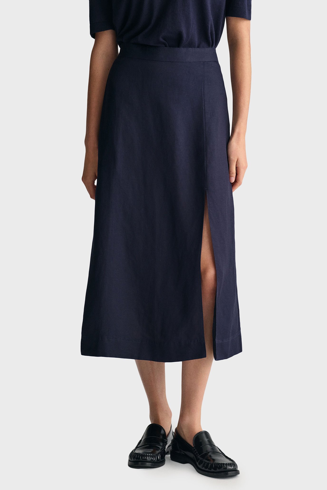 Женская темно-синяя льняная юбка REL MIDI LINEN BLEND 1