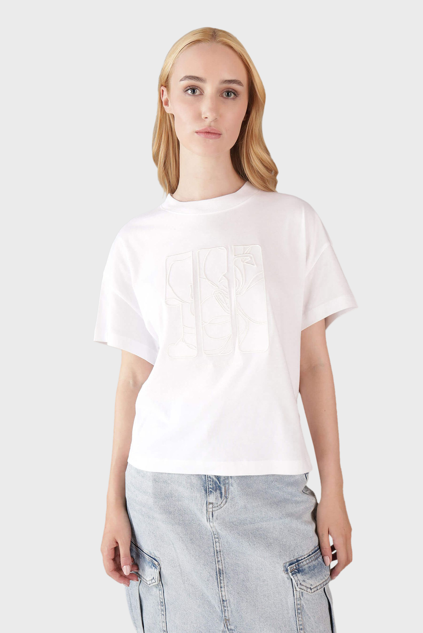 Женская белая футболка EMBROIDERED AW RELAXED TEE 1