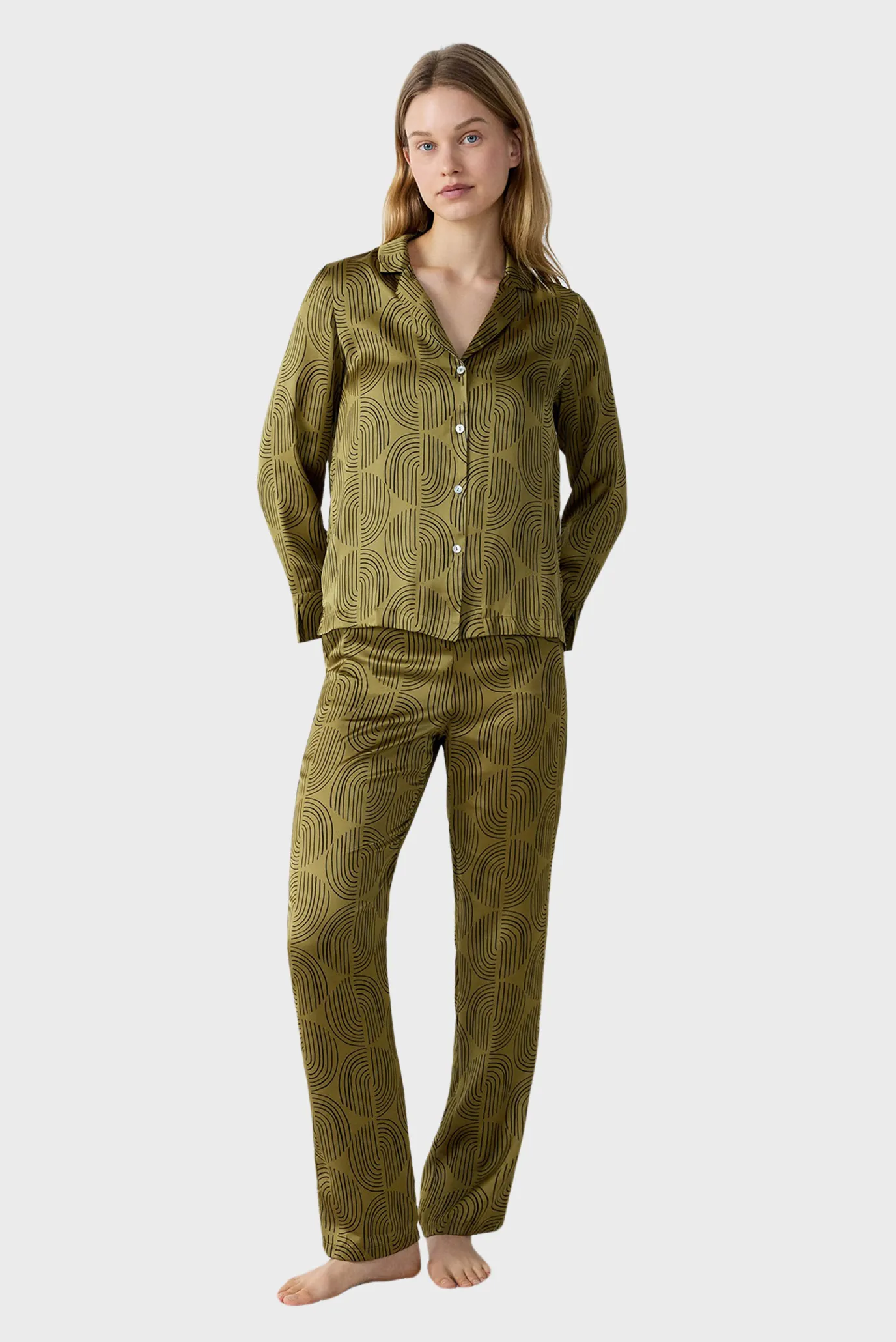 Жіночі оливкові брюки з візерунком NASIR 4