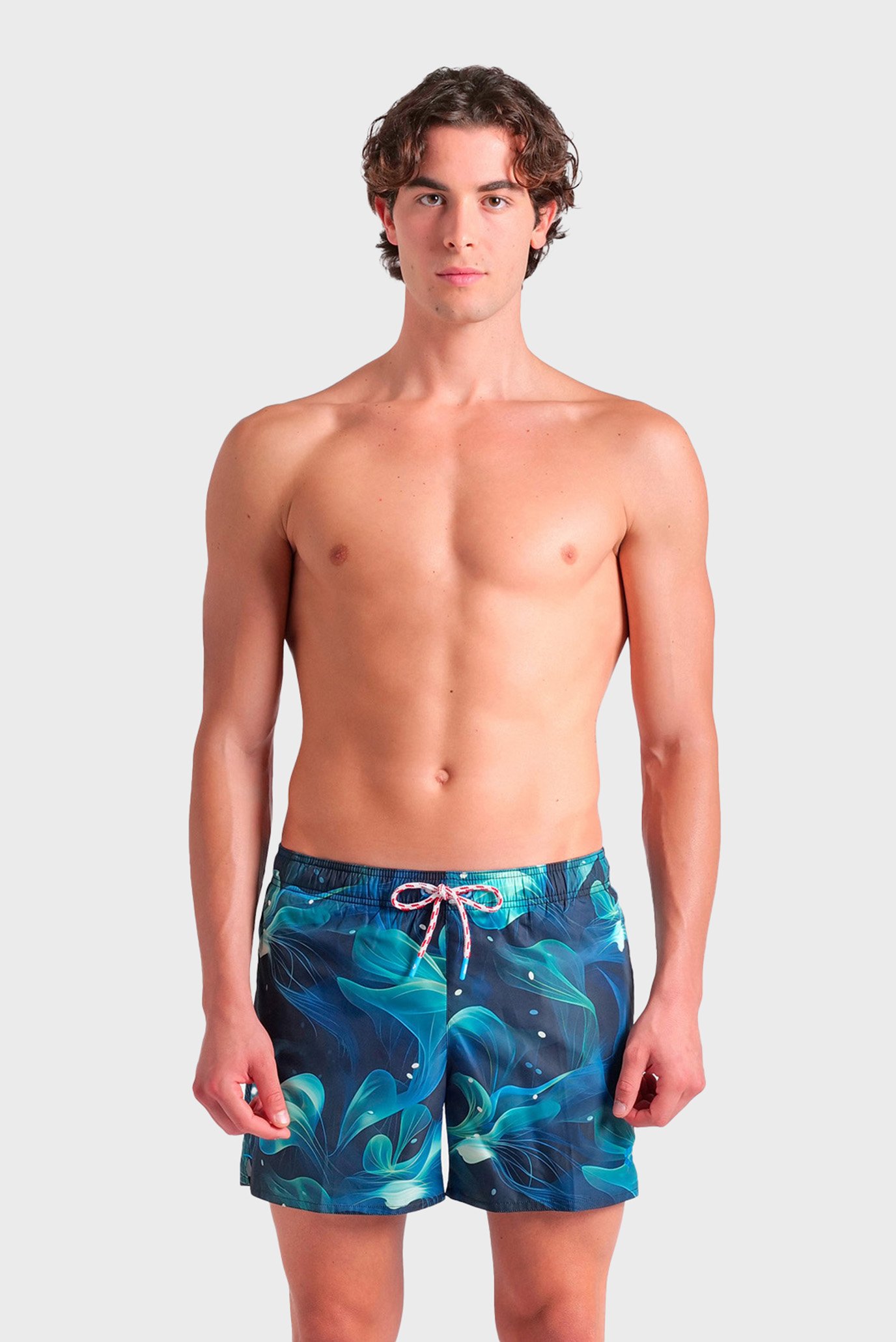 Мужские темно-синие плавательные шорты с узором WATER PRINTS BEACH SHORT AO 1