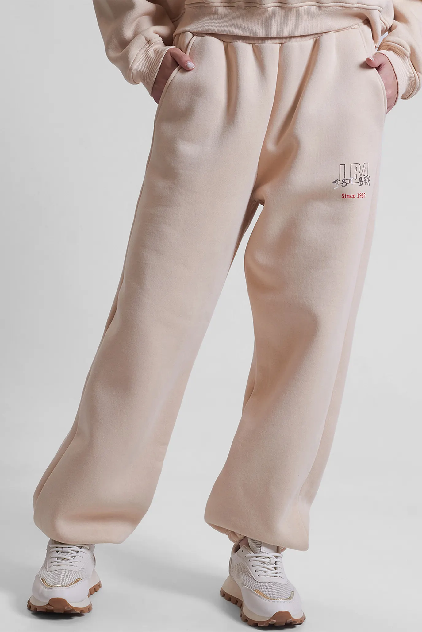 Жіночий бежевий спортивний костюм (світшот, штани) 5