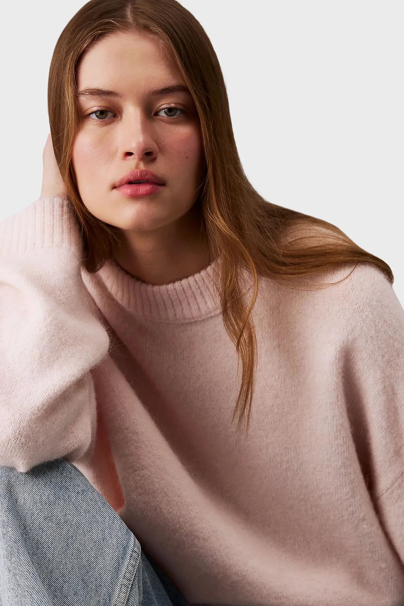 Женский розовый свитер TEXTURED LOOSE 4