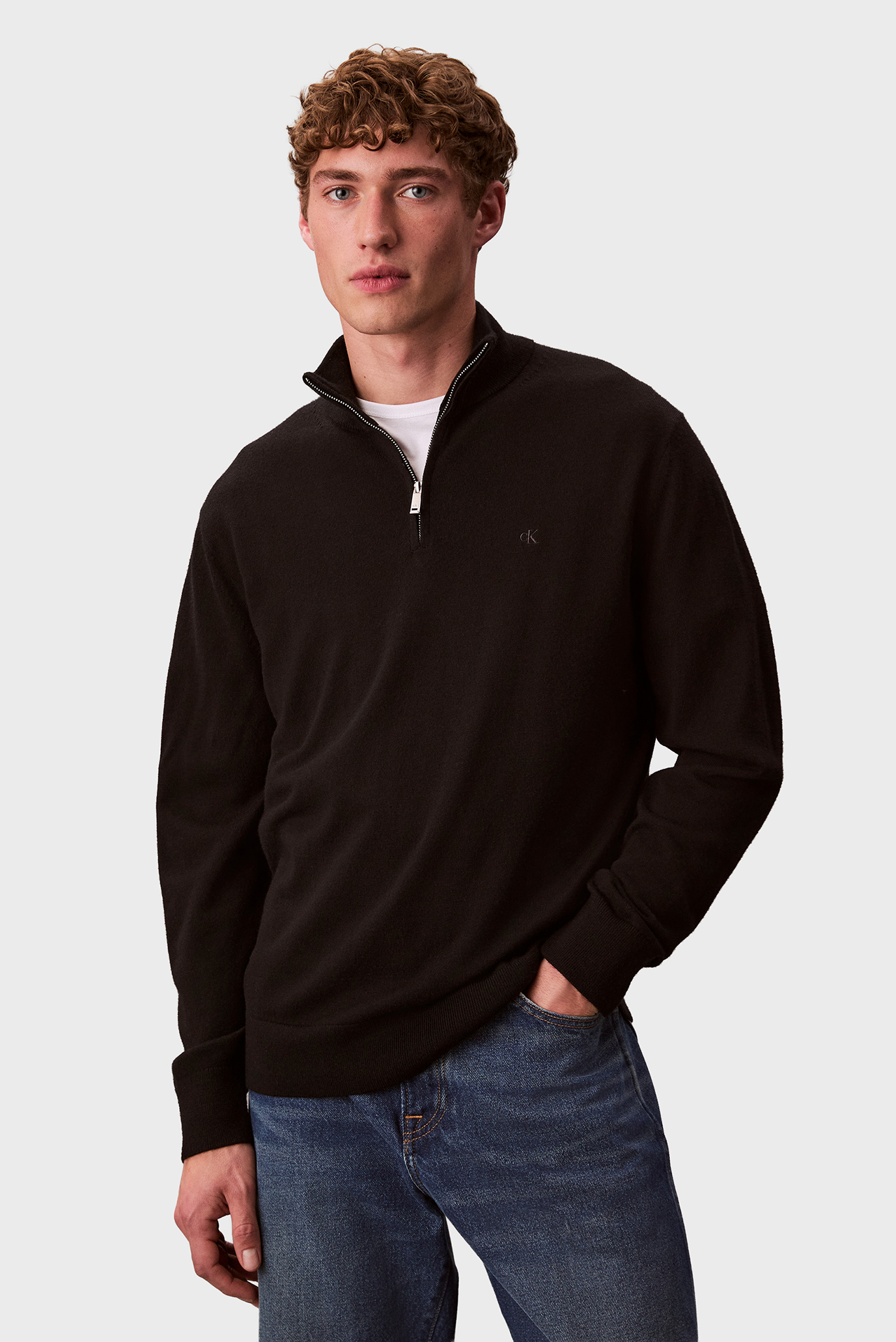 Мужская черная шерстяная кофта LS MERINO QZ Черный M Calvin Klein LV04LD318G Мужская черная шерстяная кофта LS MERINO QZ Черный M Calvin Klein LV04LD318G