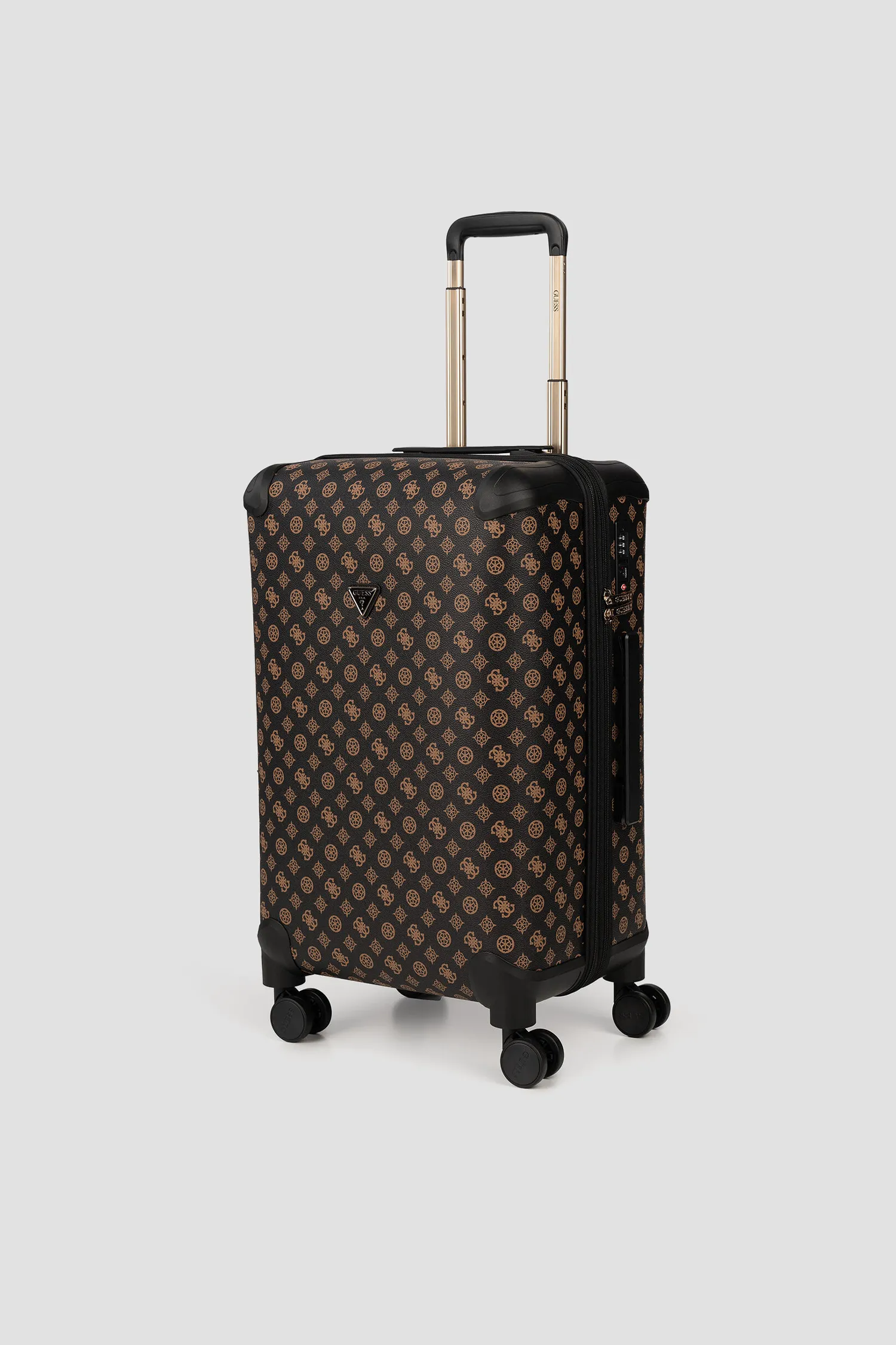 Женский темно-коричневый чемодан с узором 46 см 5