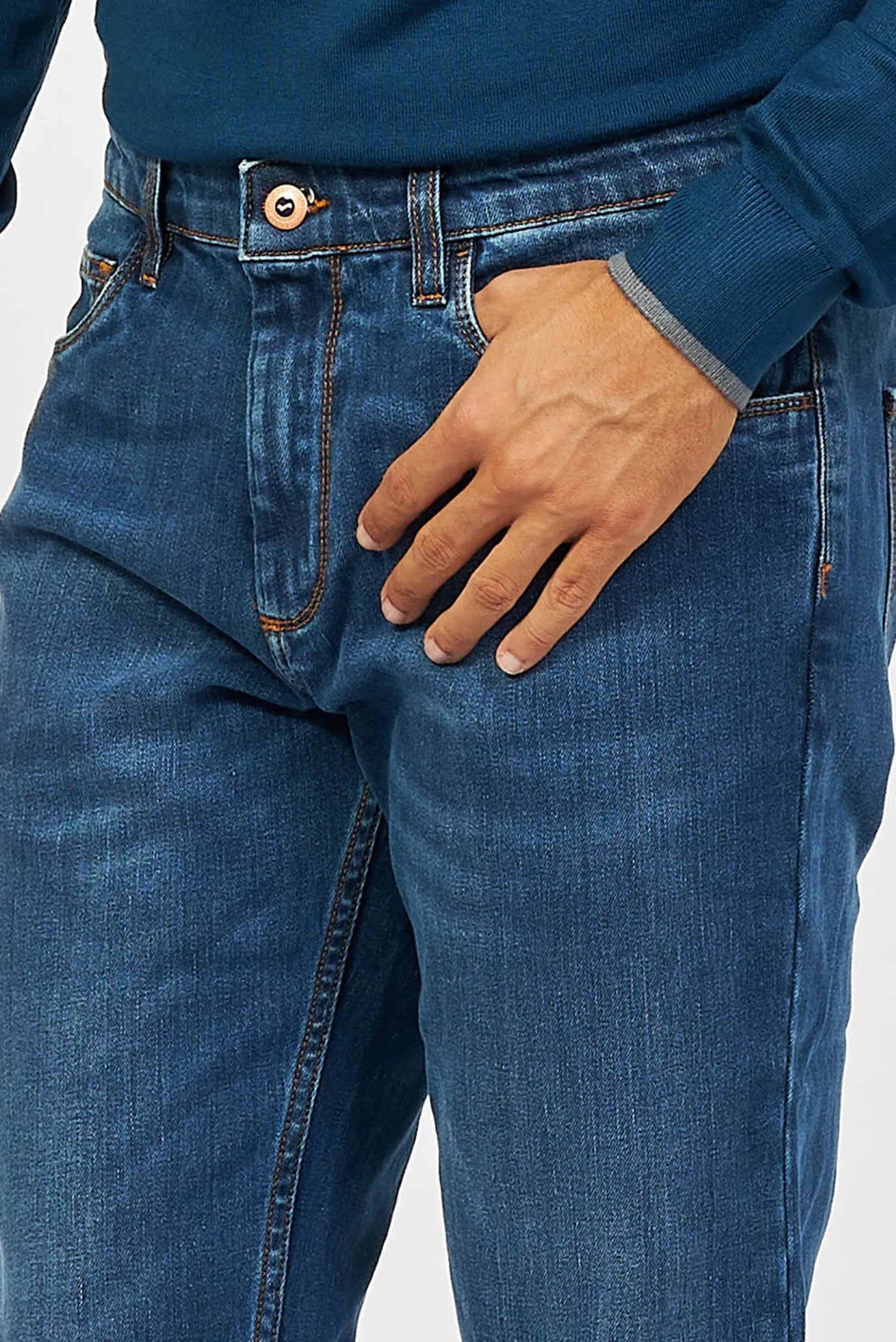 Мужские синие джинсы 5