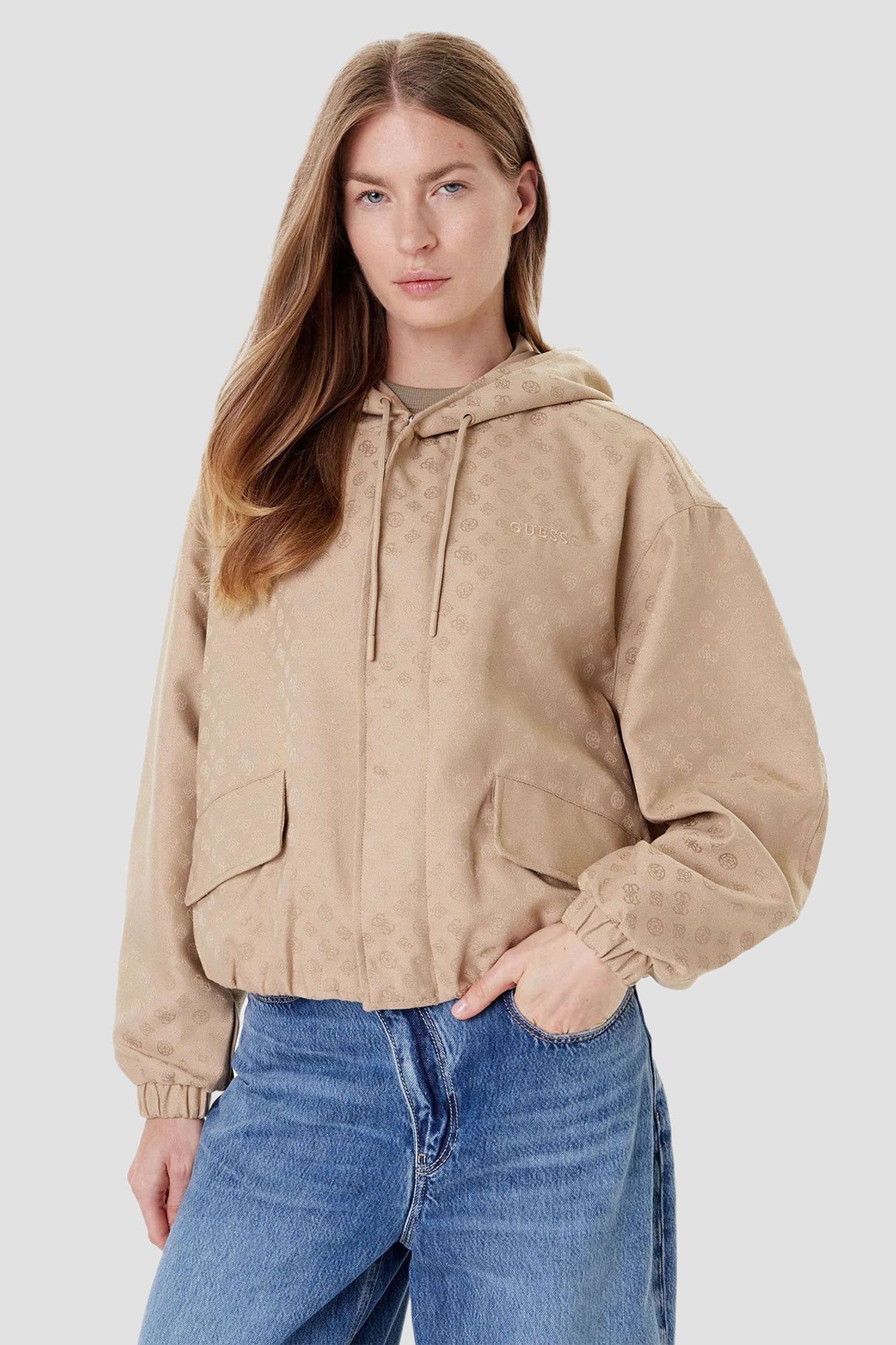 Женская бежевая куртка с узором Бежевый S Guess V5YL02.WH492;F0EL Женская бежевая куртка с узором Бежевый S Guess V5YL02.WH492;F0EL
