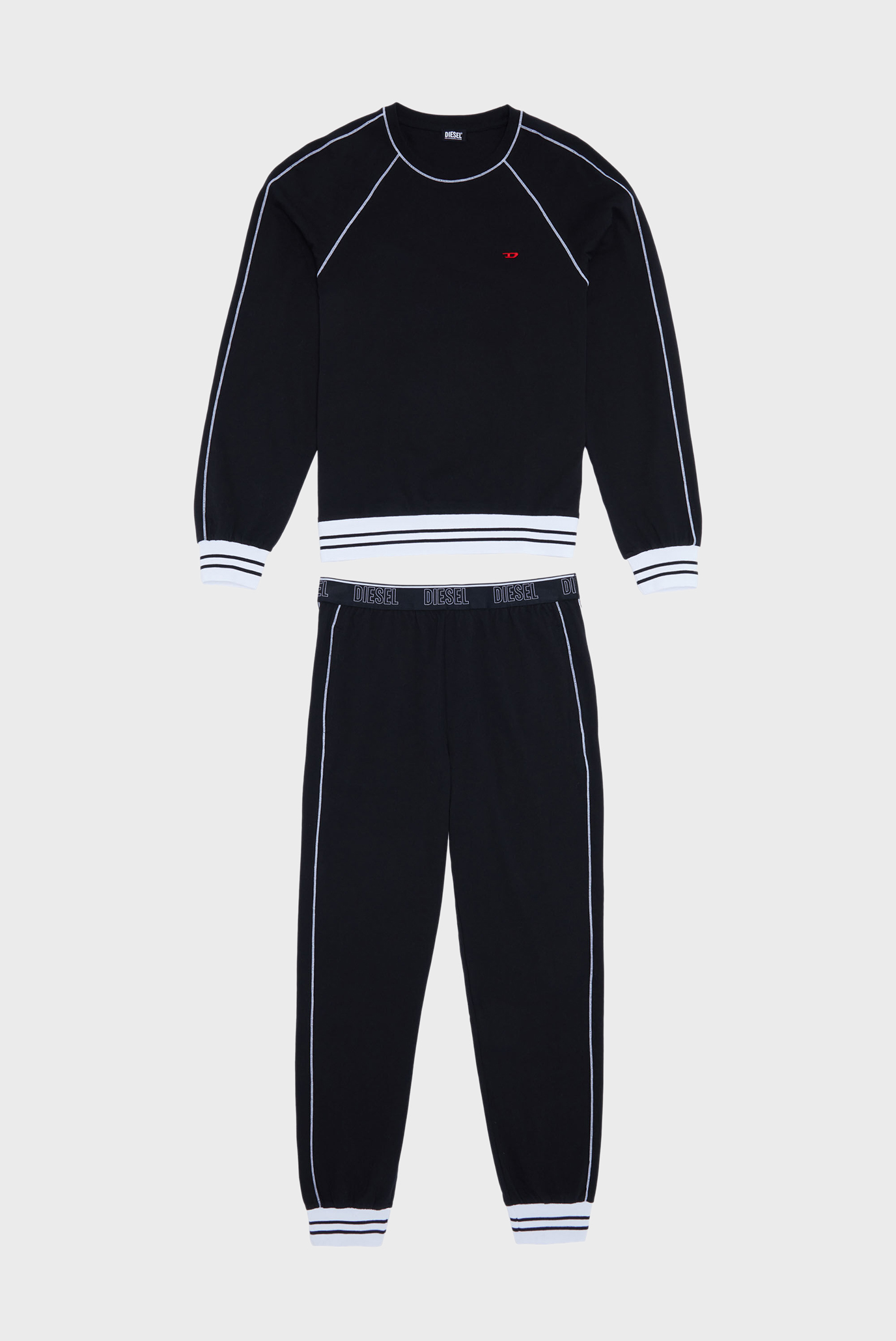 Мужская черная пижама (лонгслив, брюки) 1