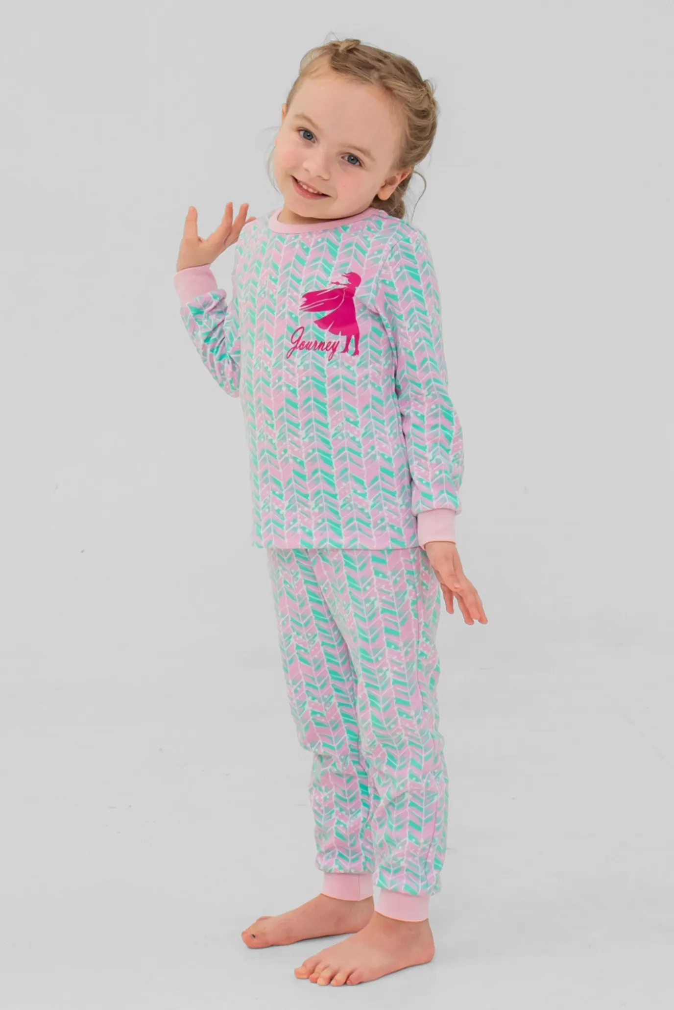 Детская пижама с узором (лонгслив, брюки) 6